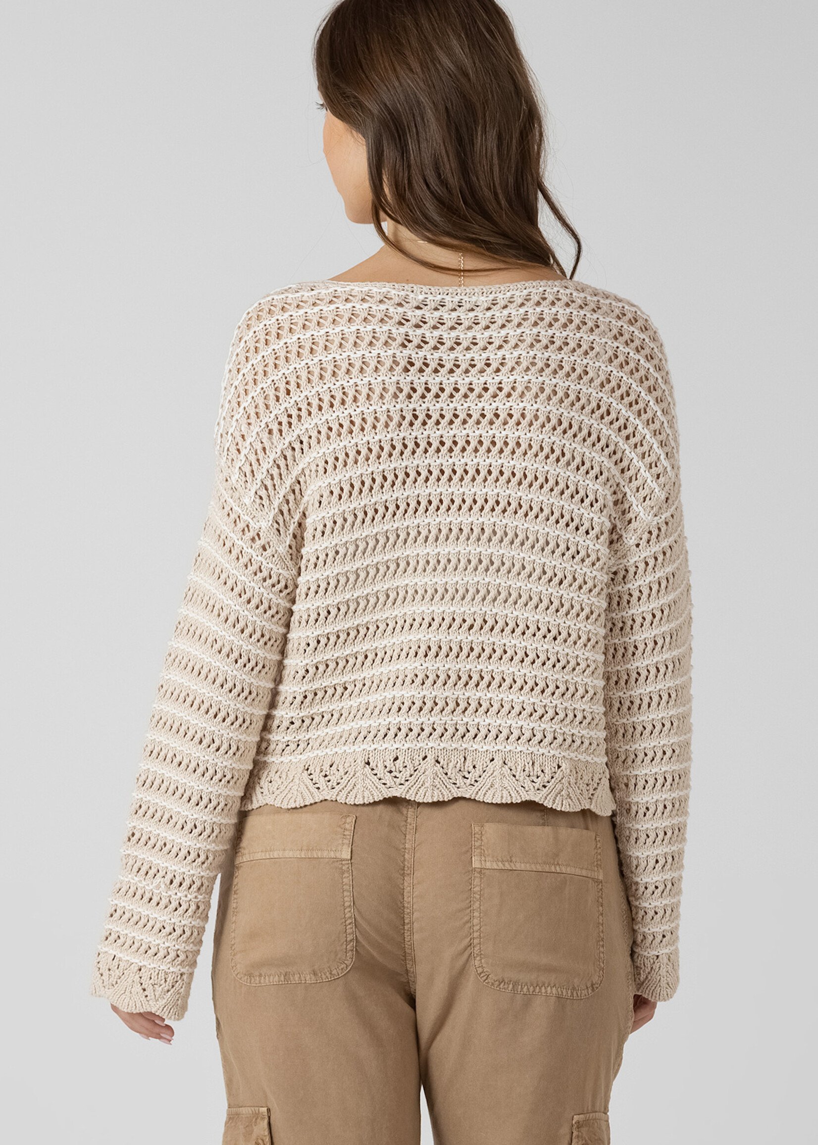 Dex Scallop Hem Crochet Sweater