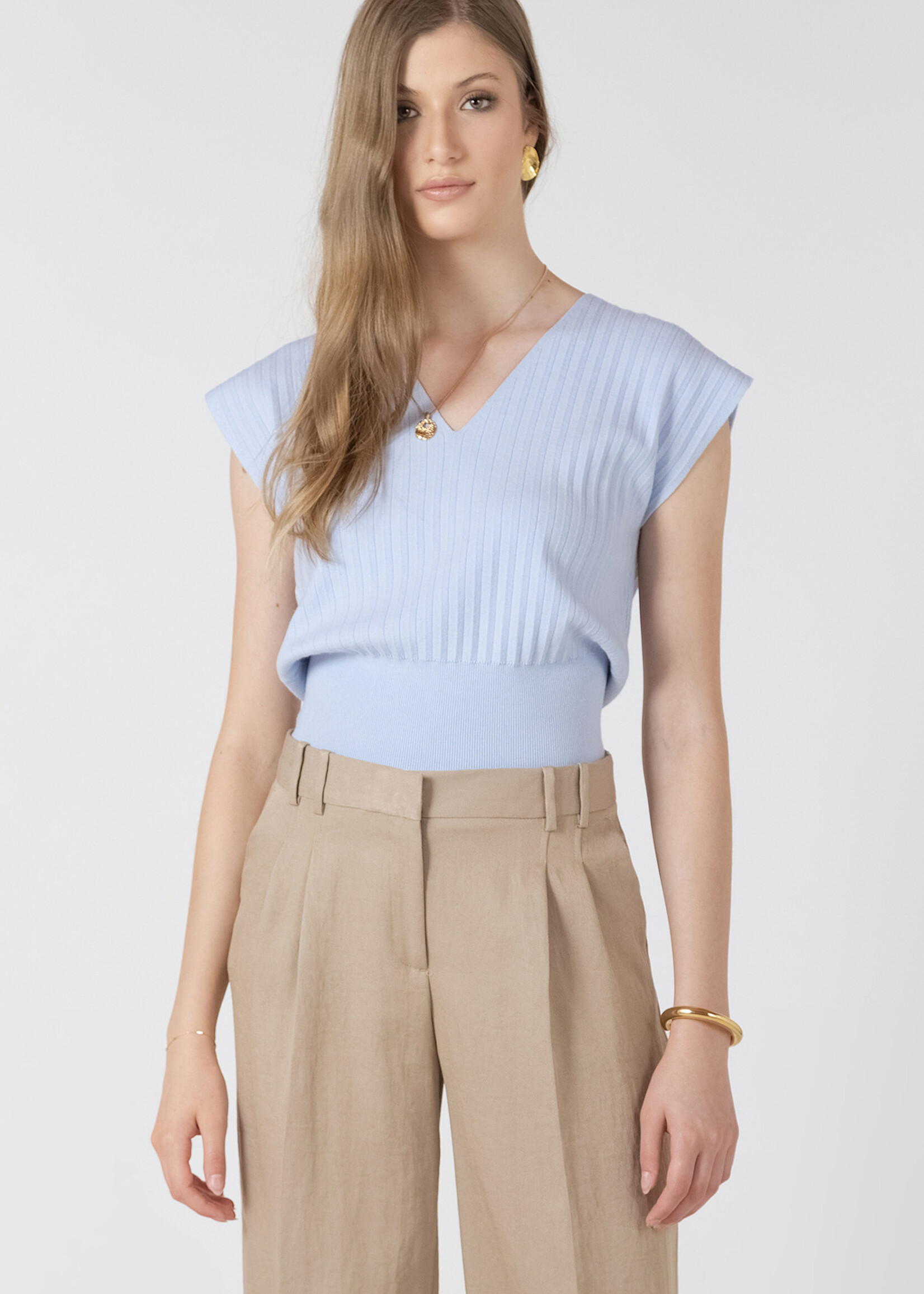 Black Tape Pleated Summer Sweater