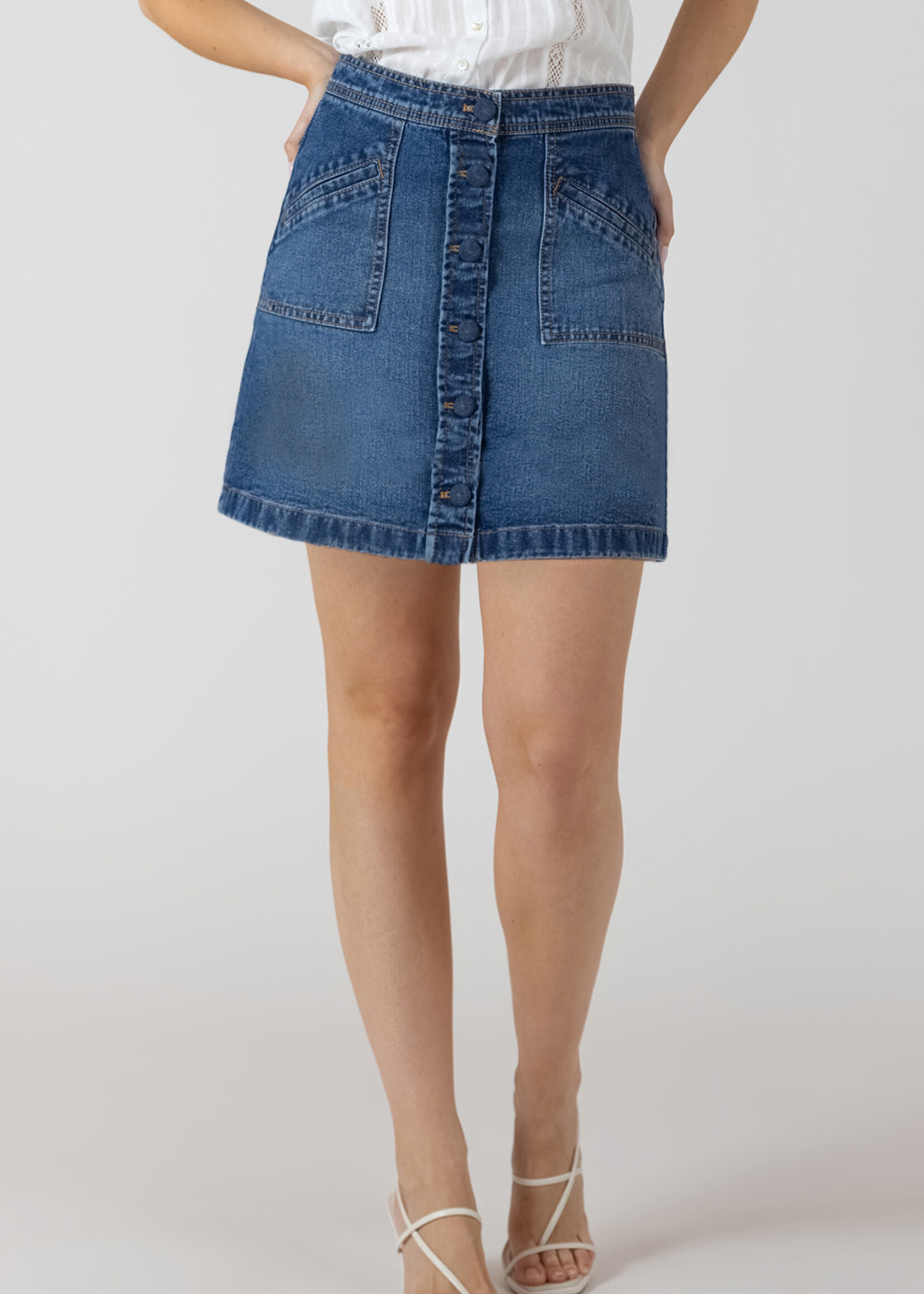 Dex Button Up Jean Skirt