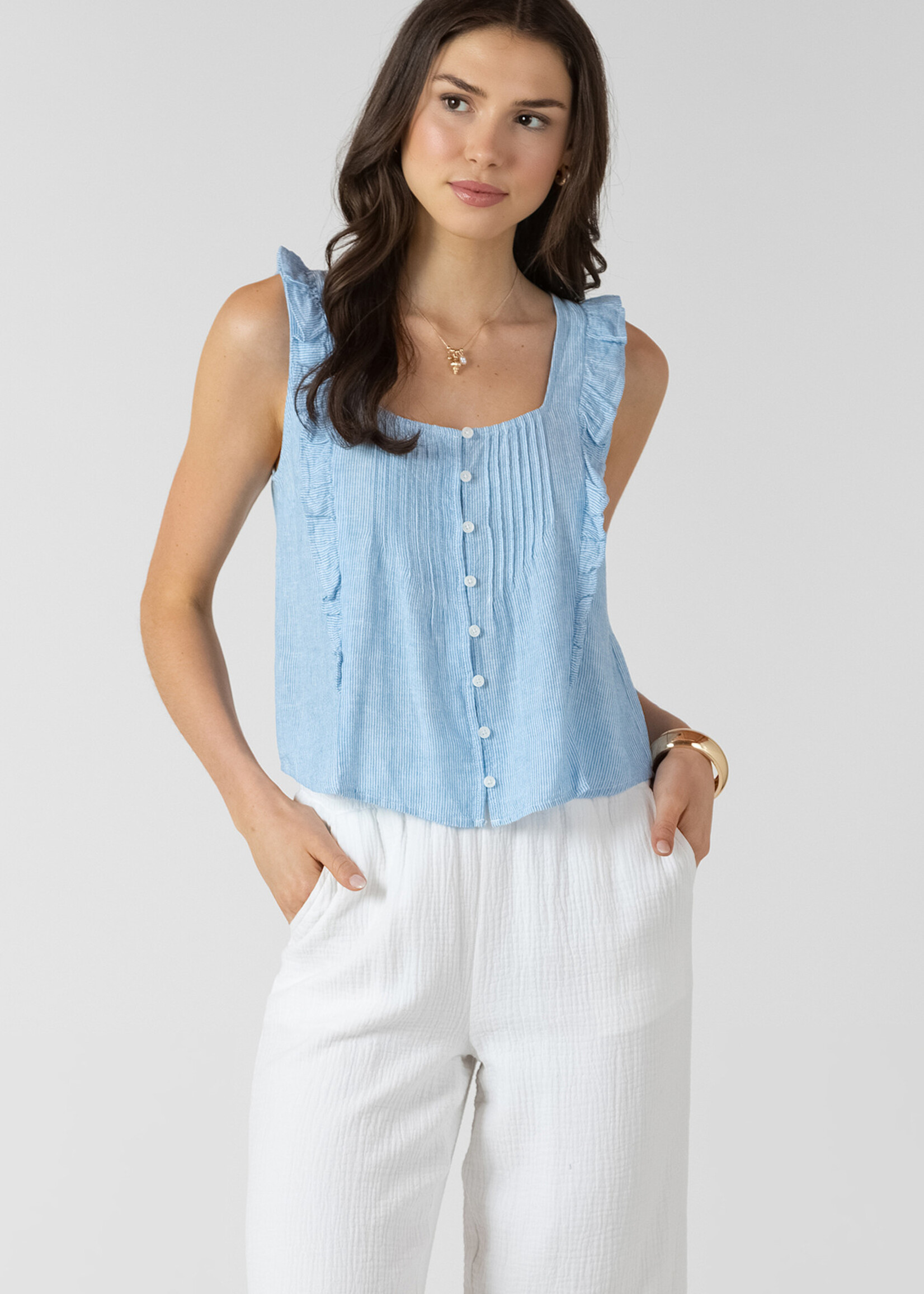 Dex Dainty Blue Stripe Tank