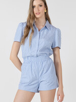 Black Tape Pearl Denim Button Blouse