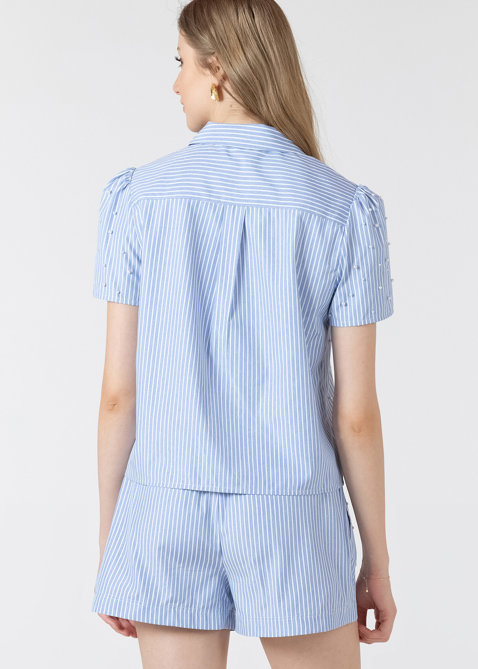 Black Tape Pearl Denim Button Blouse