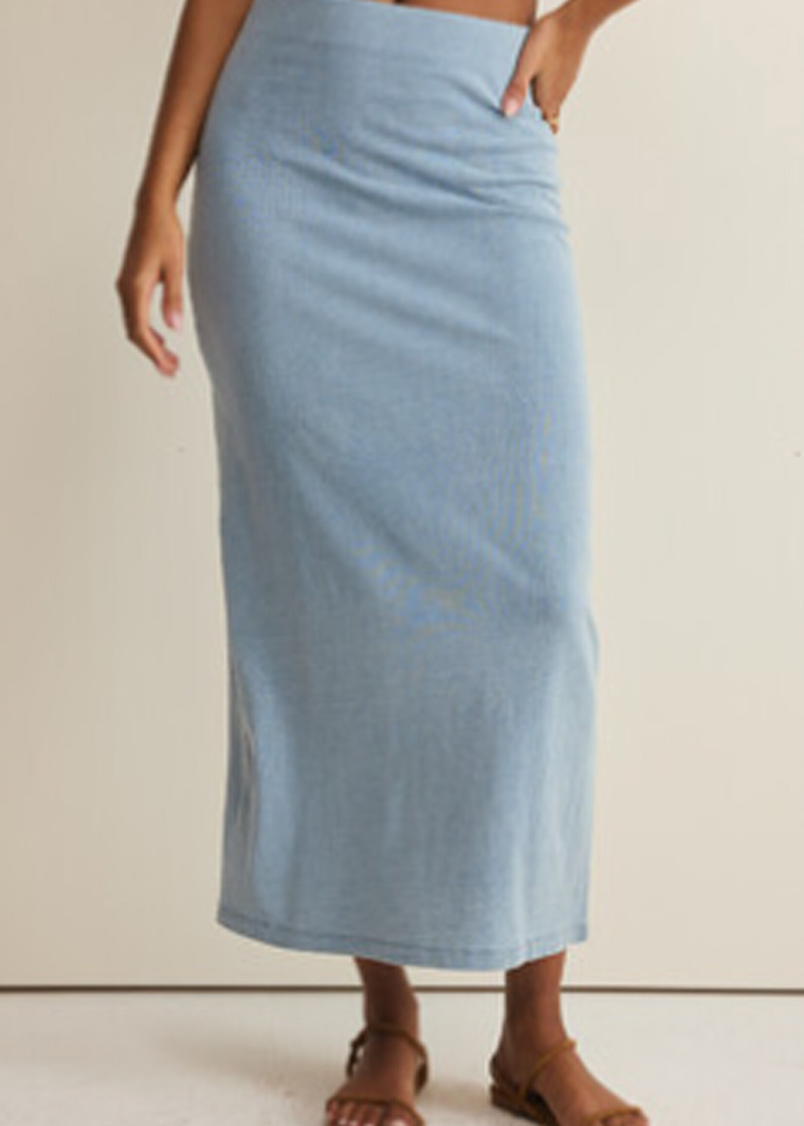 Gail Jersey Denim Midi Skirt
