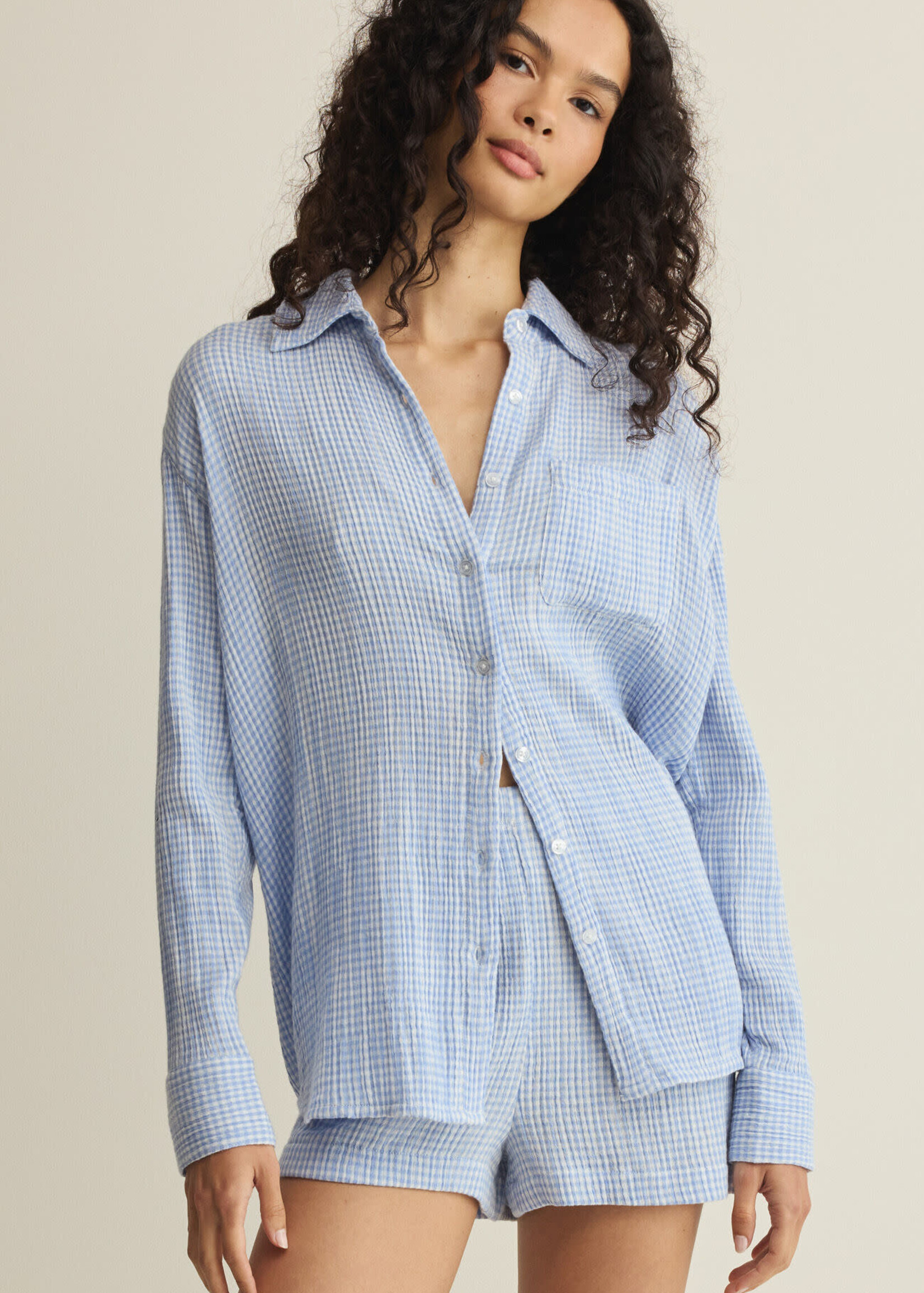 ZSupply Gingham Lounge Blouse