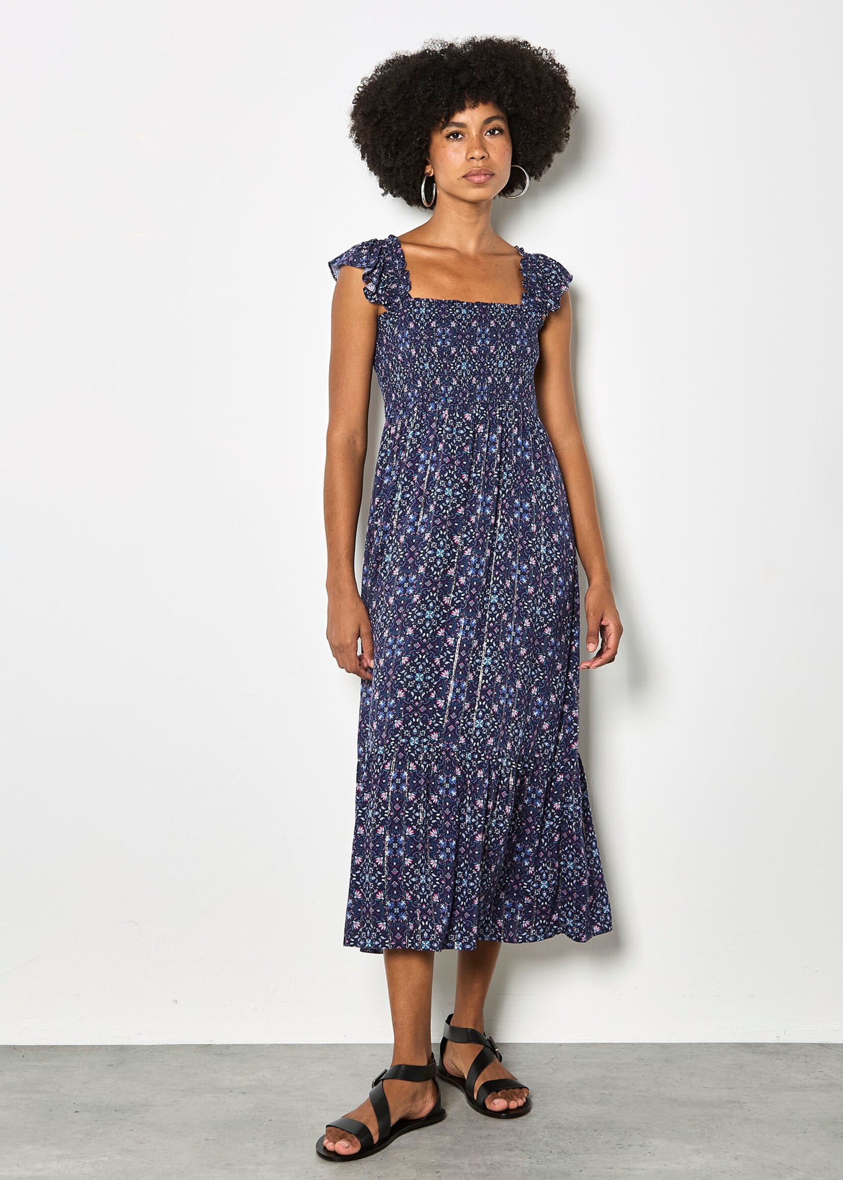 Apricot Garden Tiered Midi Dress