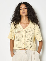 Apricot Sun-Drenched Crochet Button-Down