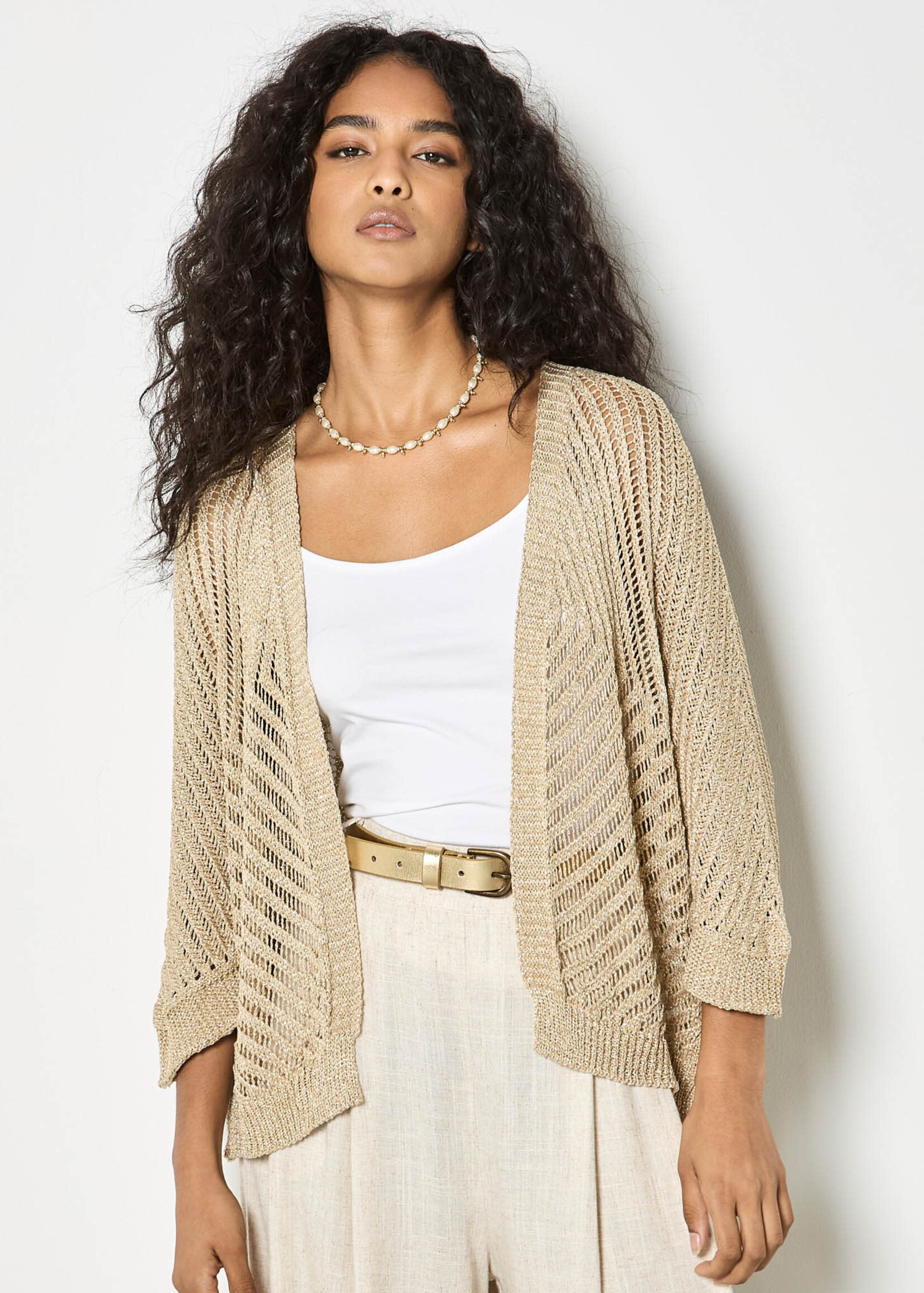 Apricot Golden Hour Open-Stitch Cardigan