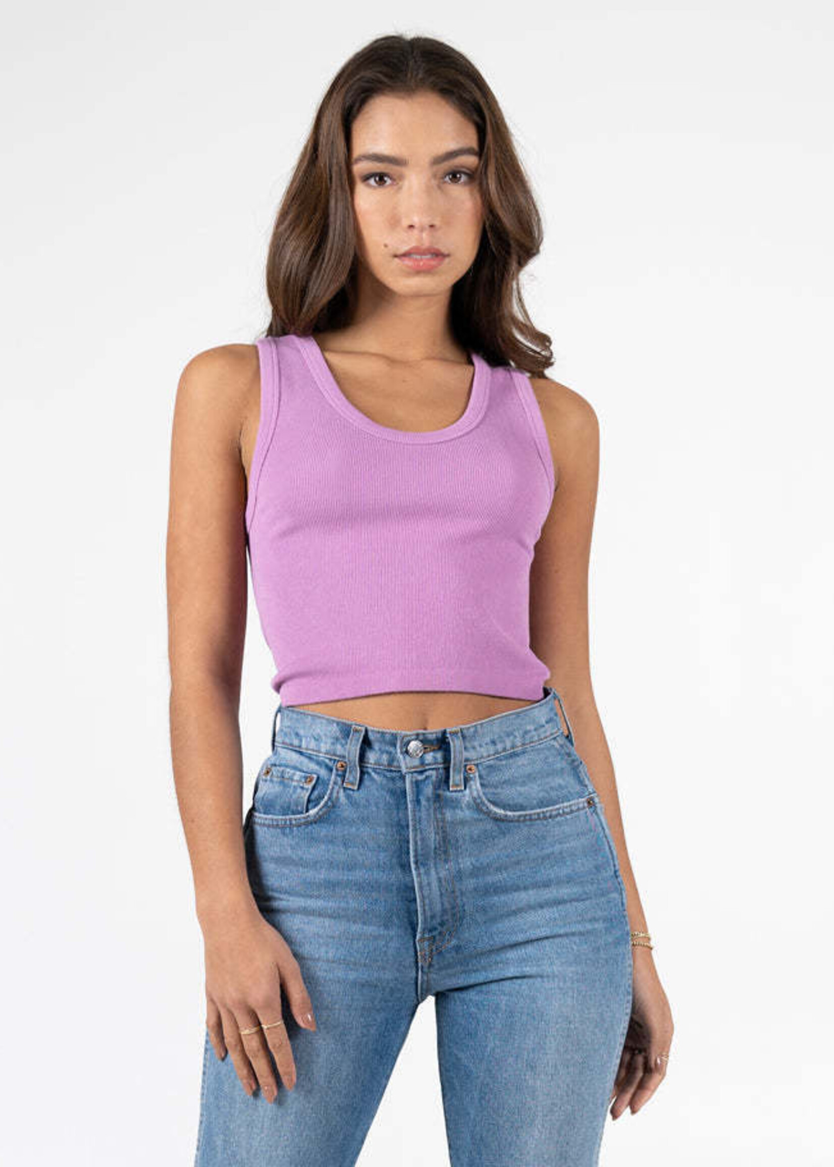 C'est Moi Bamboo Rib Deep Scoop Neck Tank