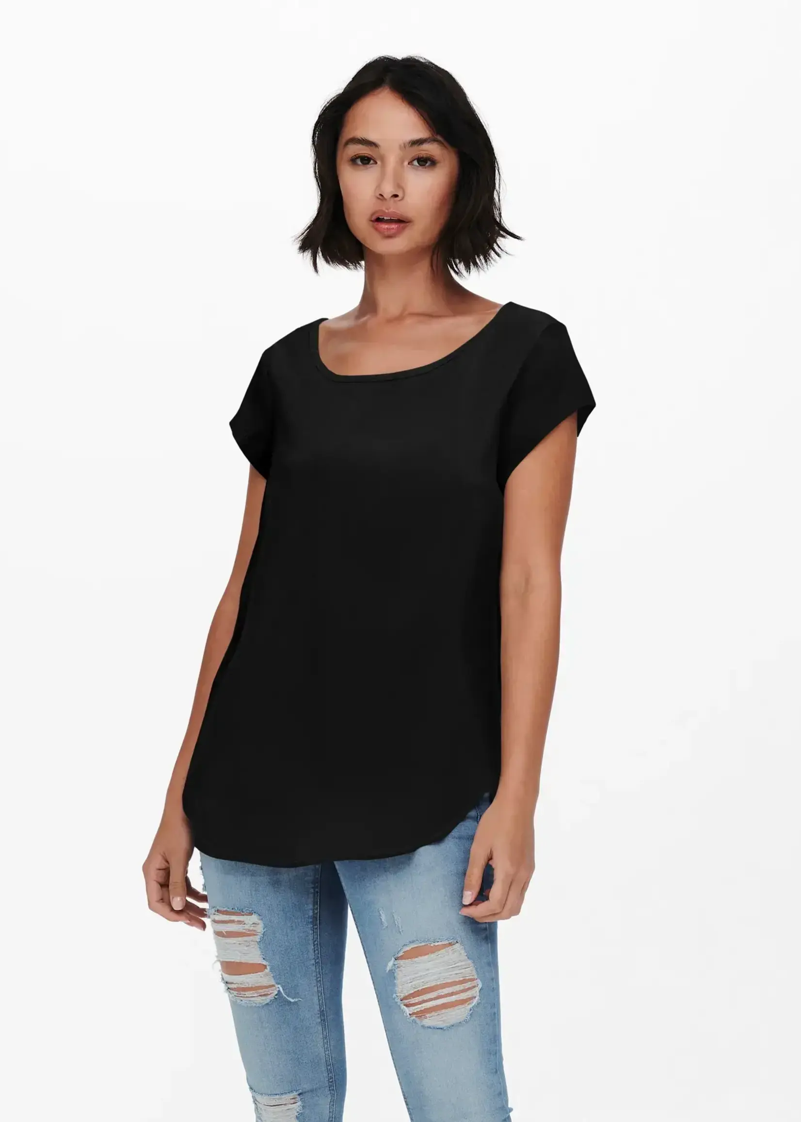 Only Lux Curved Hem Tee