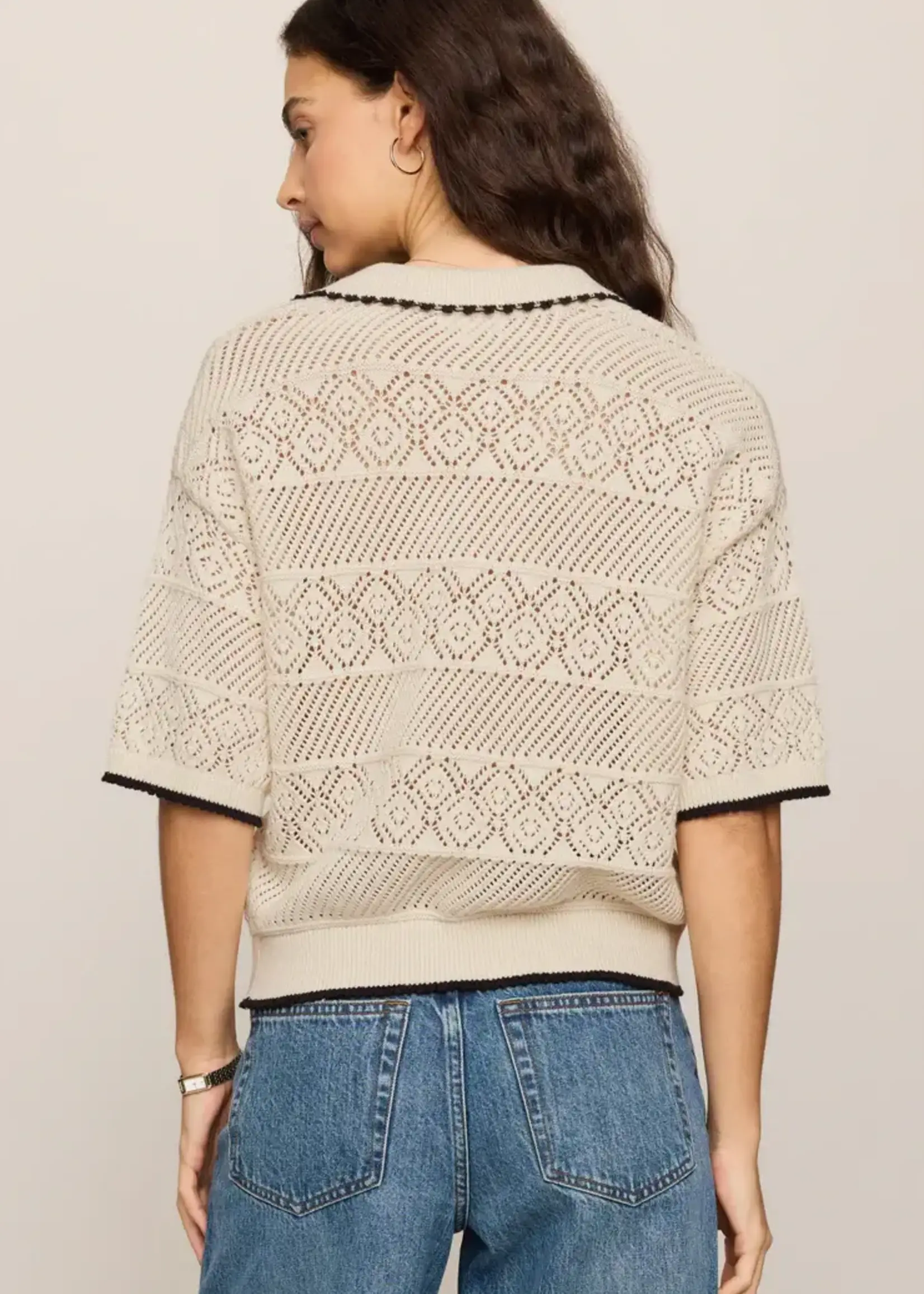 ZSupply Denman Crochet Polo Sweater