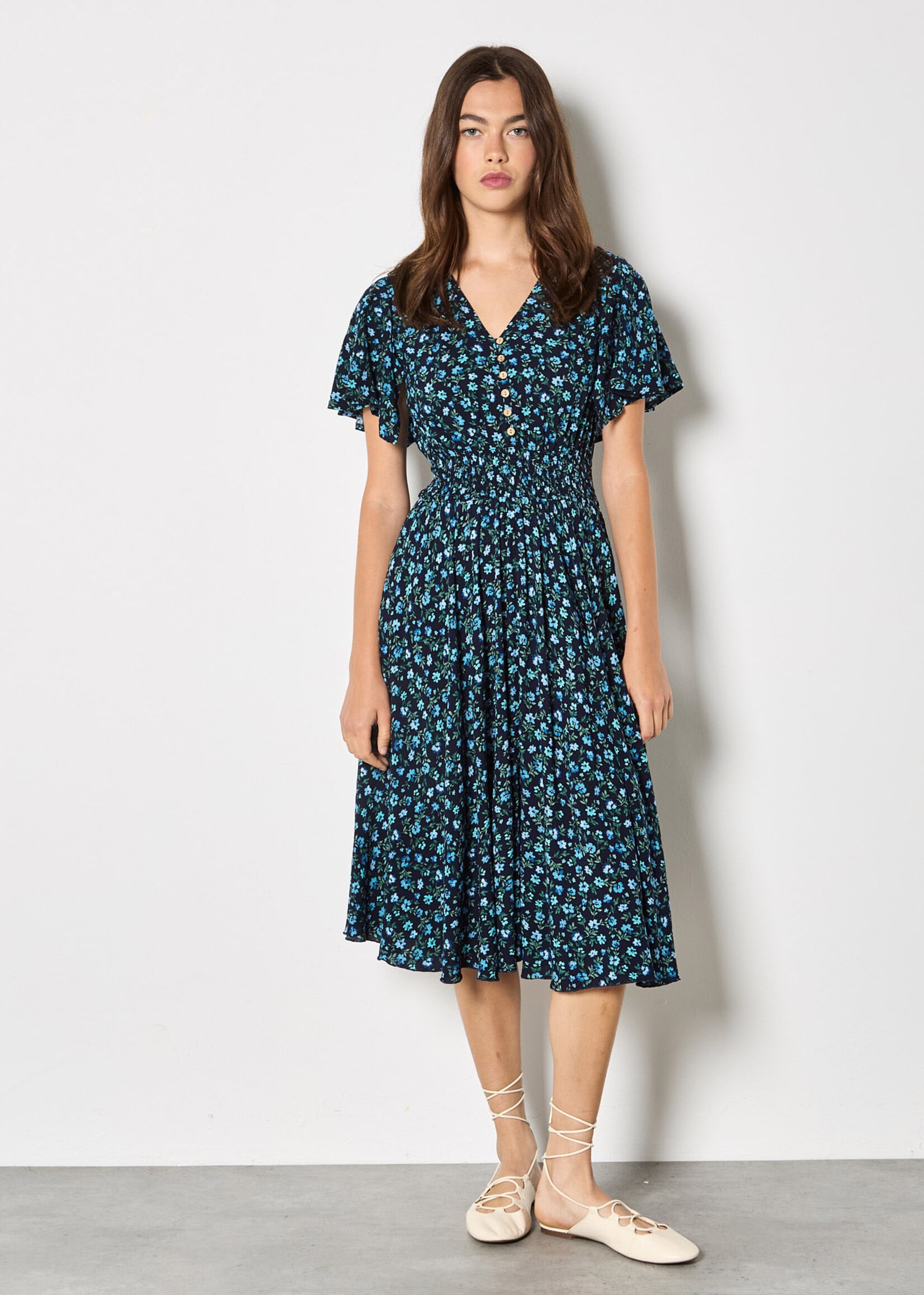 Apricot The Iris Flutter Dress
