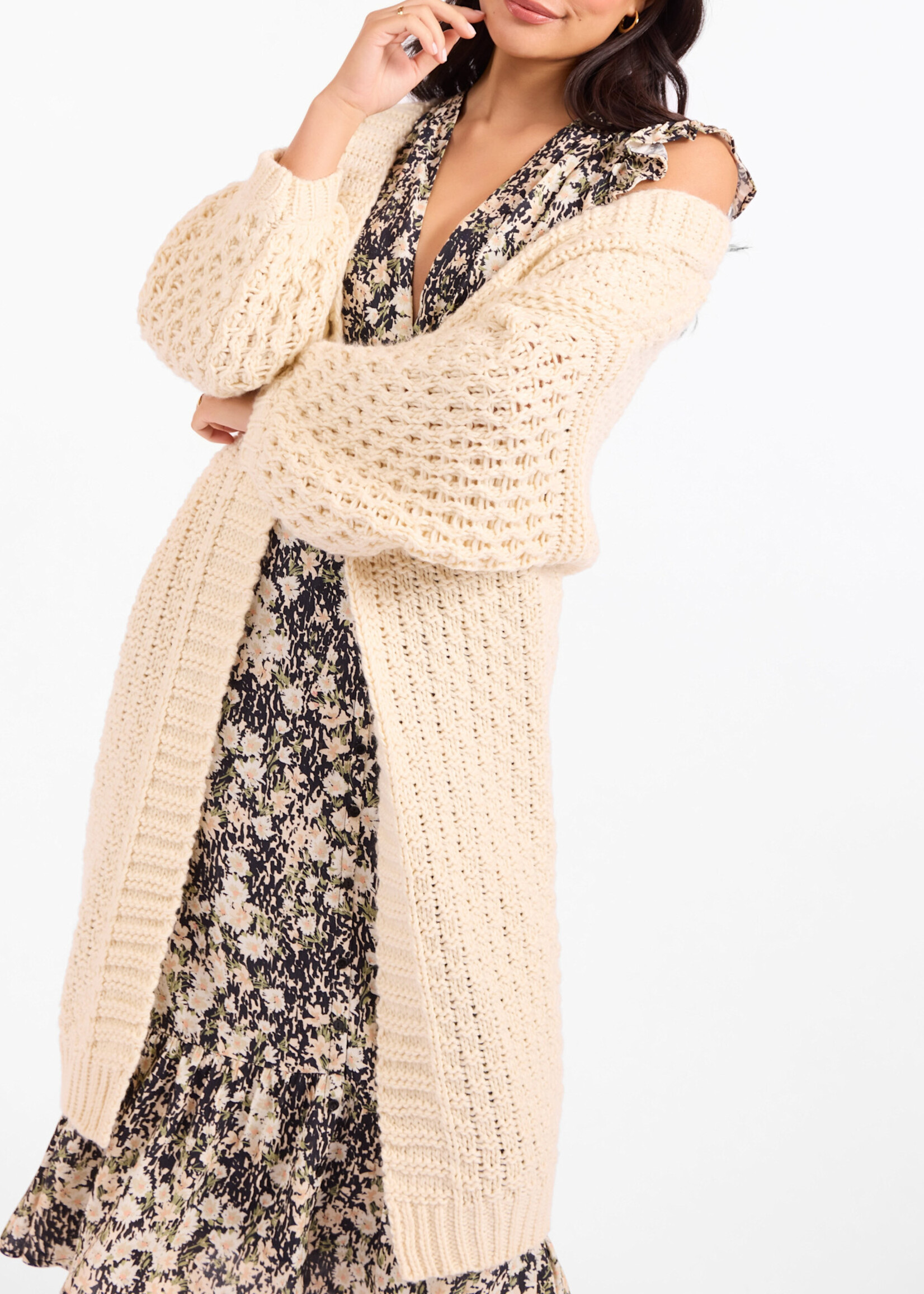 Sadie & Sage Iggy Hand Knit Chunky Long Cardi