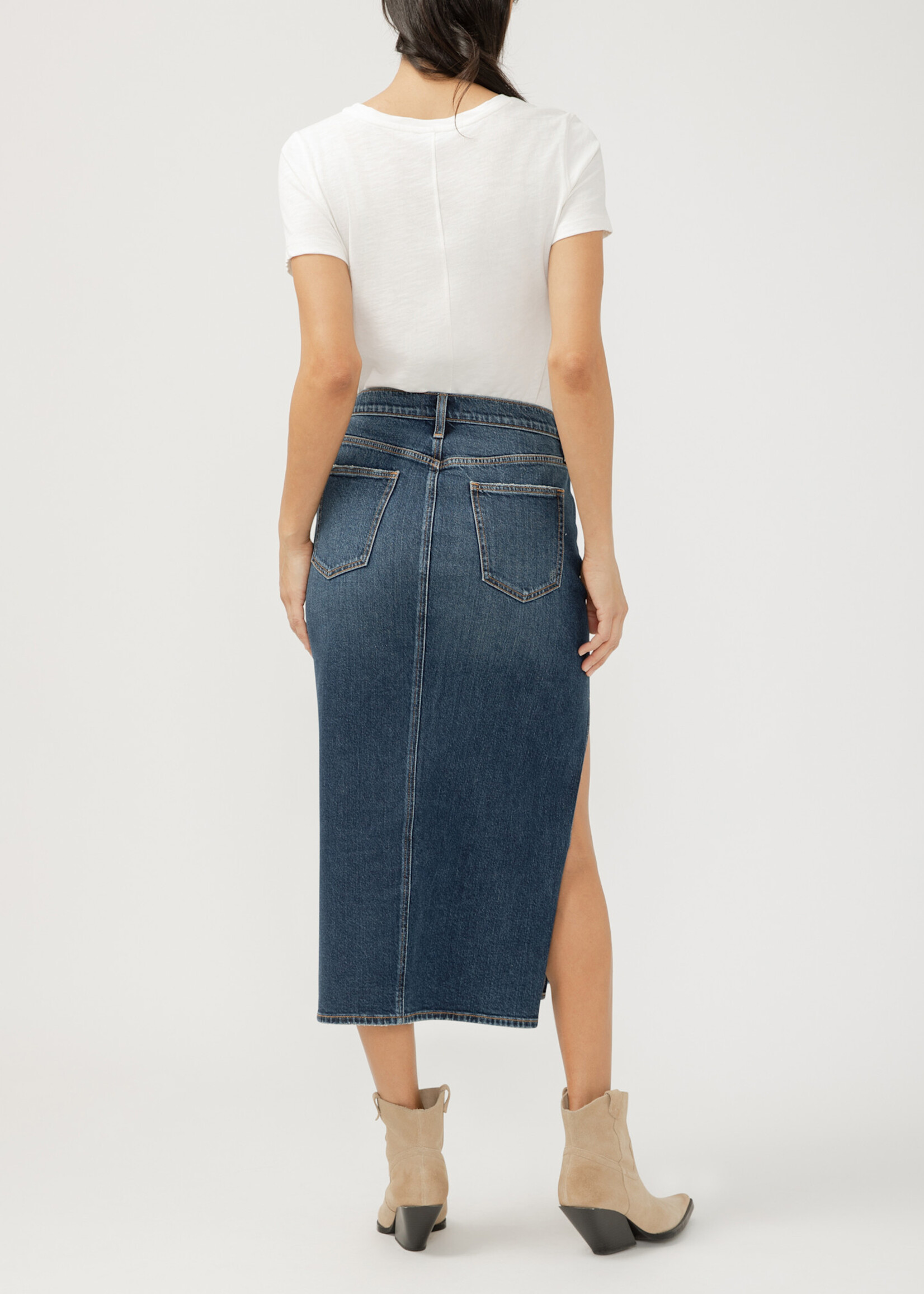 Silver Jeans Midi Denim Skirt Dolly