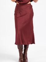 Sadie & Sage Vintage Merlot Satin Skirt