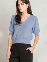 Black Tape Puffy Sleeve Sweater Top