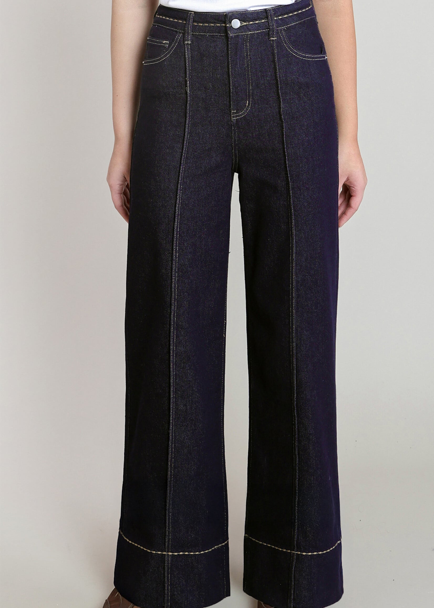 Dex Wide Leg Denim Stitch Pant