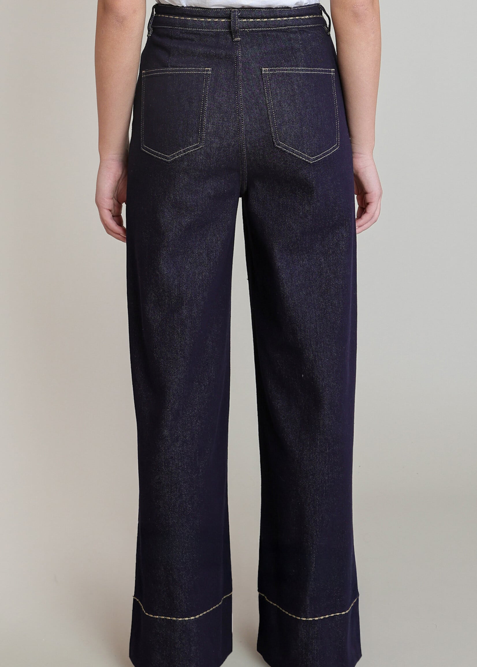 Dex Wide Leg Denim Stitch Pant