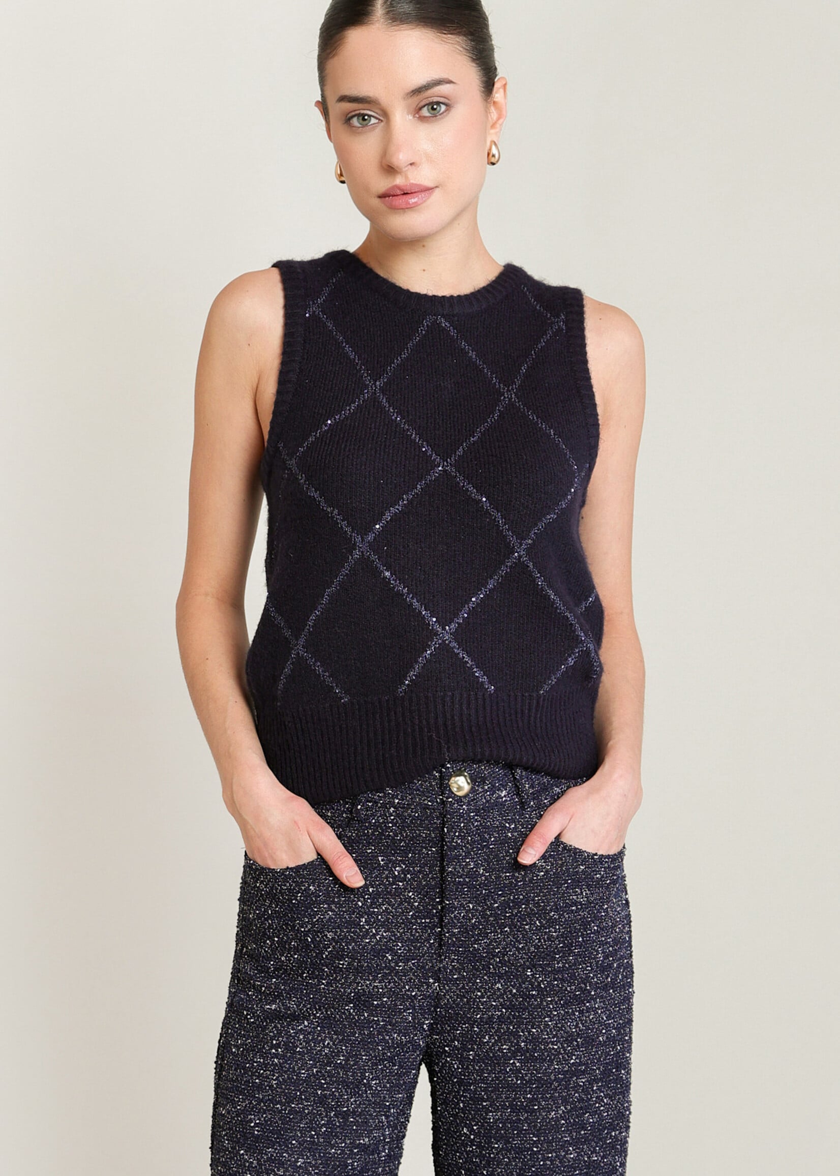 Black Tape Sequin Sweater Vest