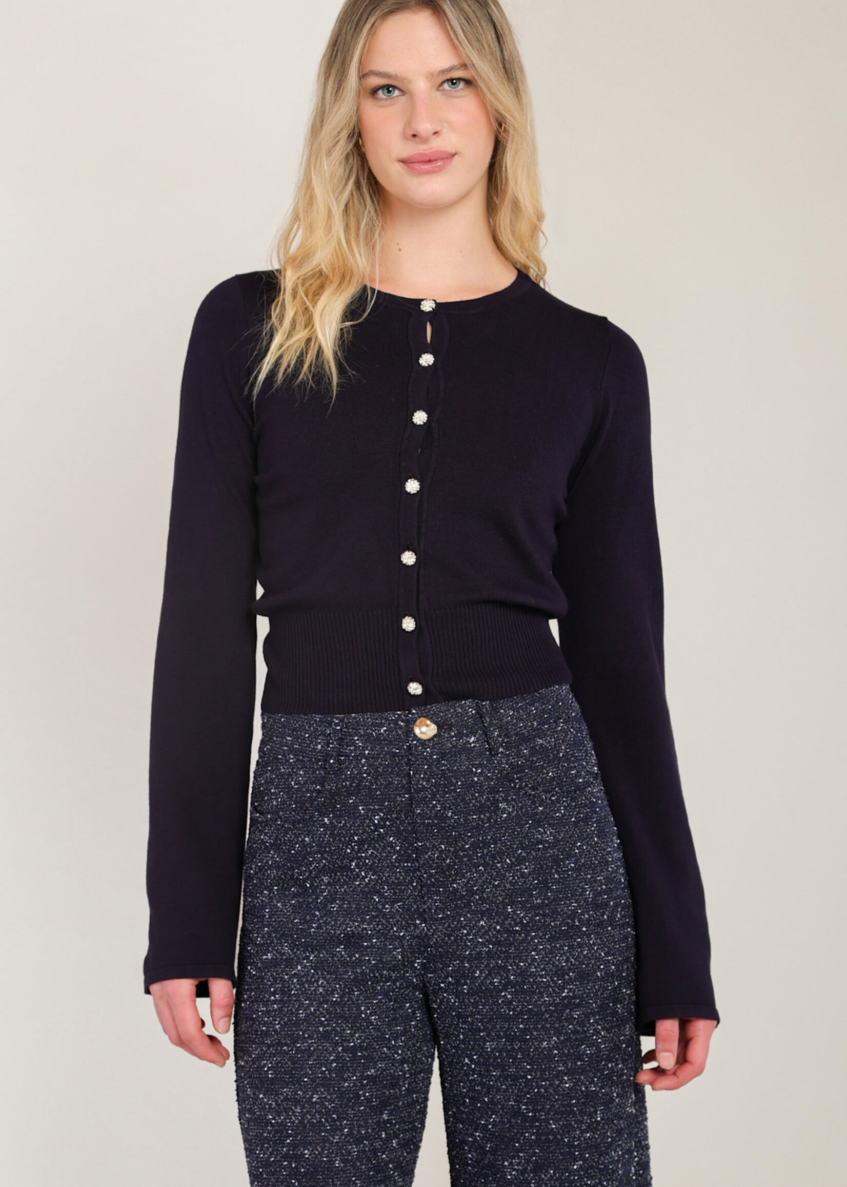 Black Tape Bella Button Crew Neck Cardi