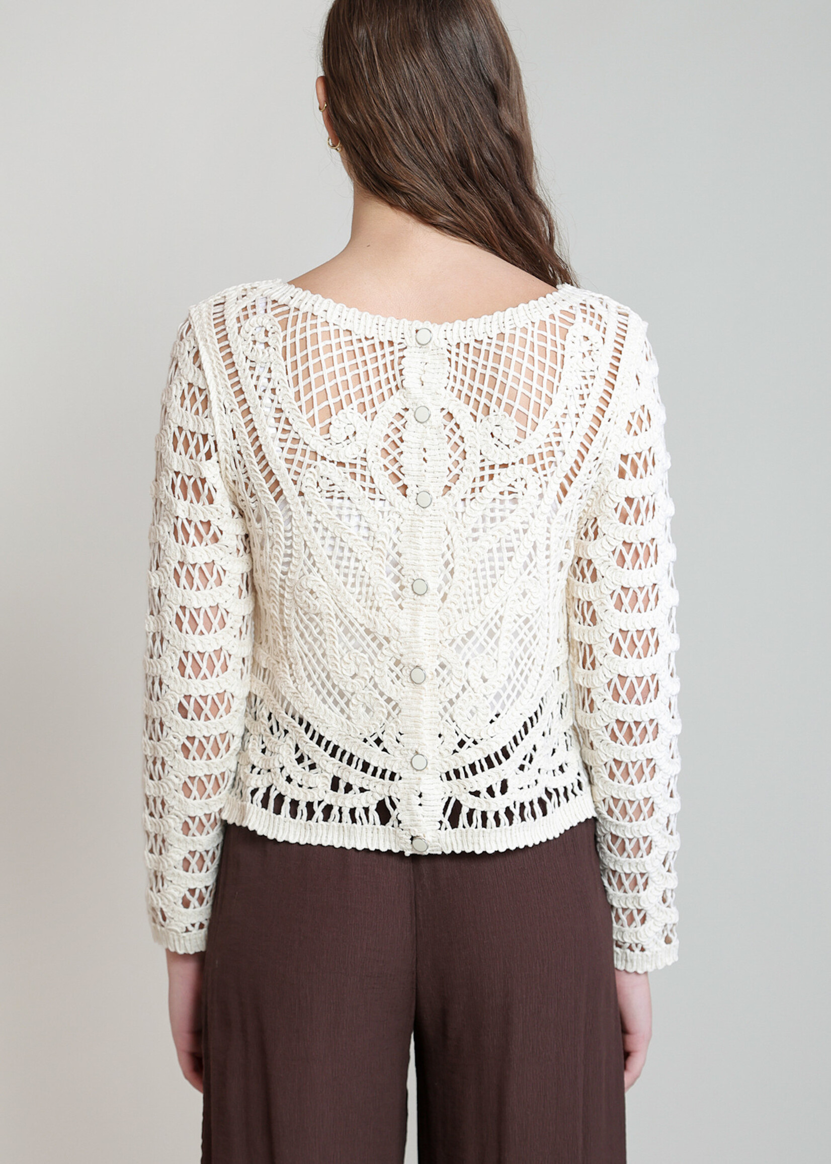 Dex Whitecap Open-Knit Cotton Top