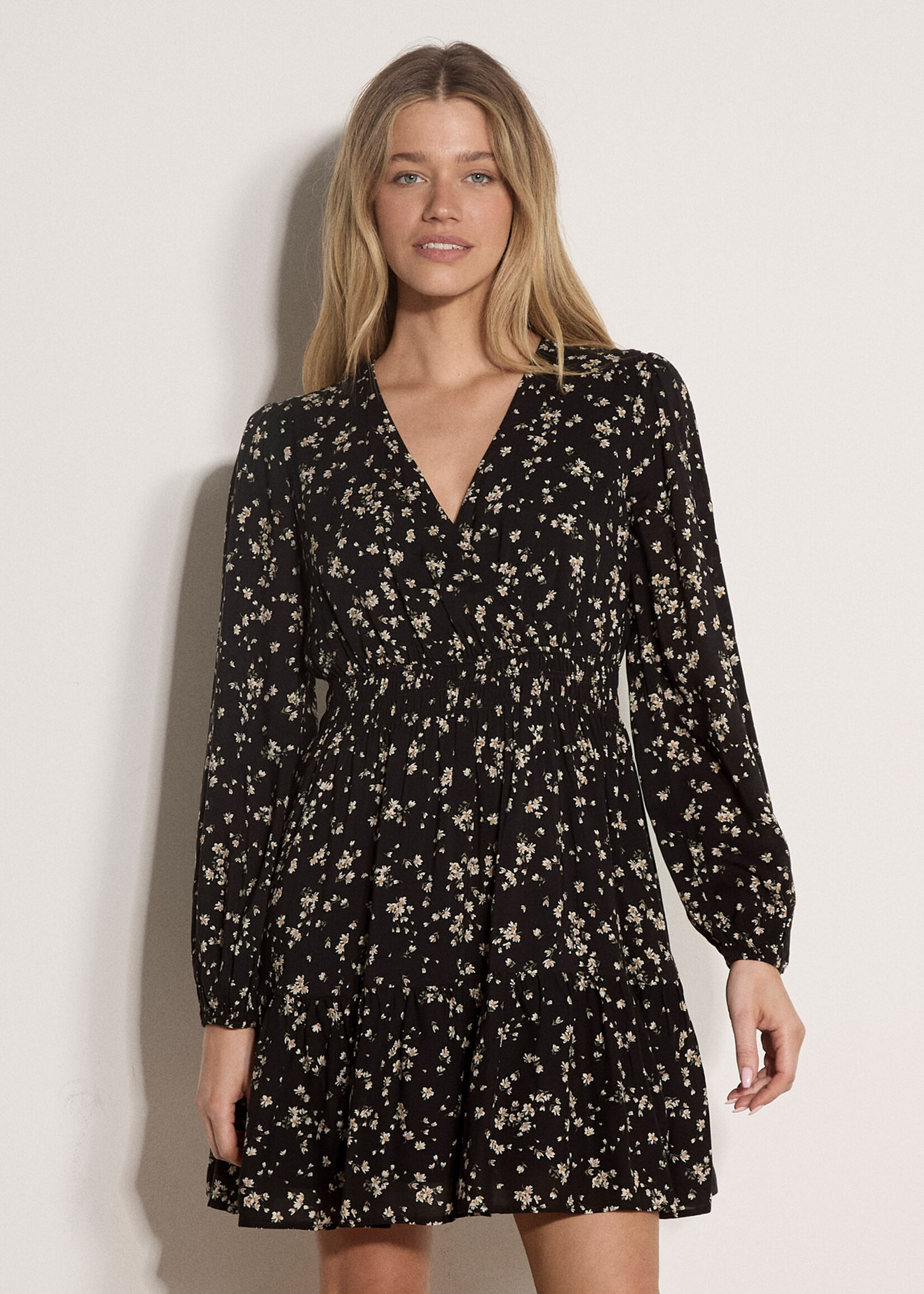Apricot Floral Daisy Wrap Dress