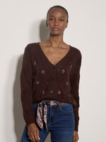 Apricot Embroidery Pointelle Knit Cardi