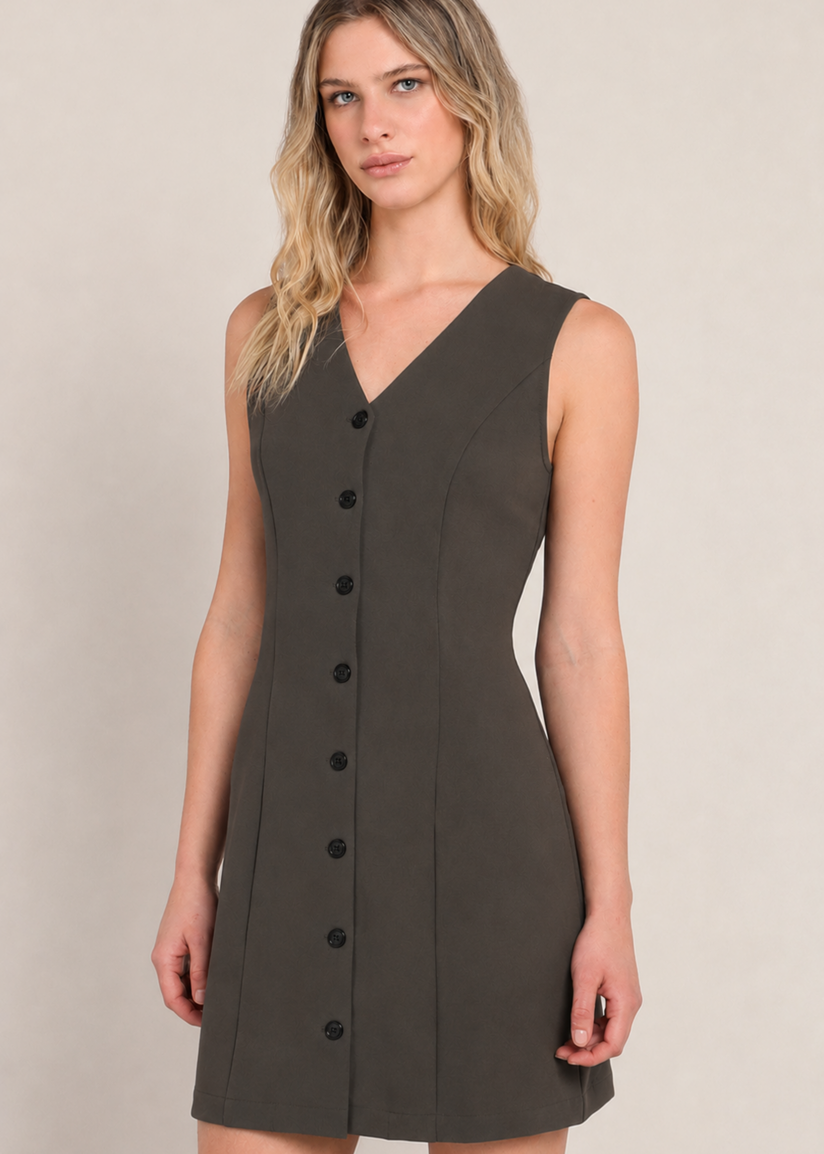 Dex Button-Up Pleated Dress