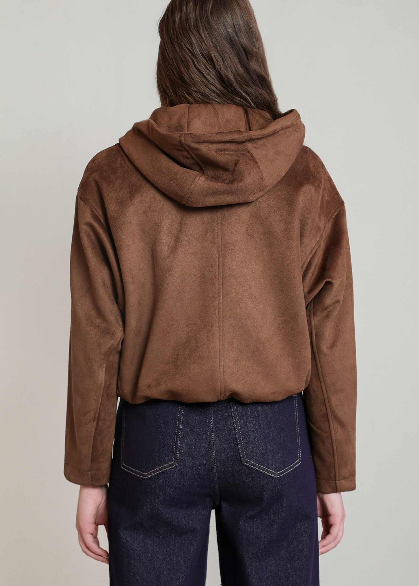 Dex Espresso Suede Luxe Zip Hoodie
