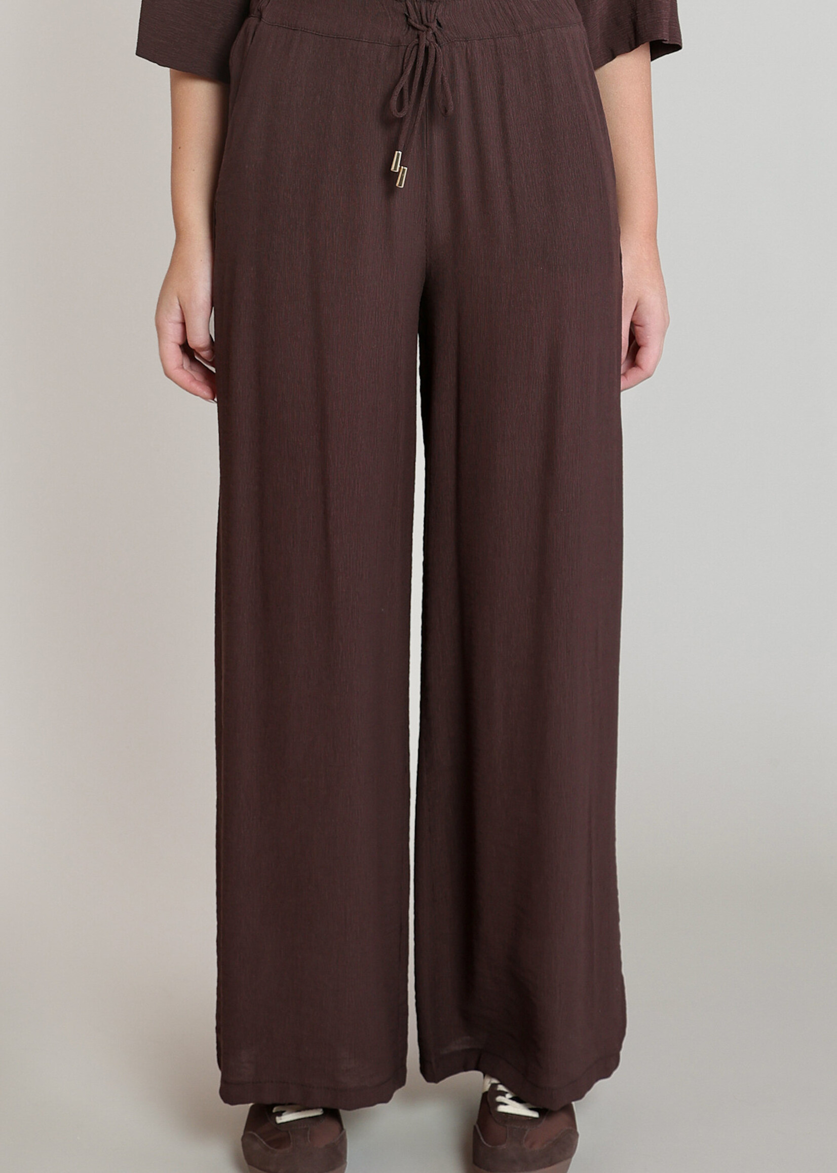 Dex Espresso Crinkle Palazzo Pants
