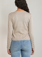 Dex Oatmeal Tie-Front Pointelle Cardigan