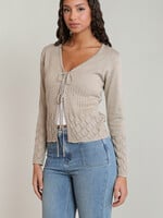 Dex Oatmeal Tie-Front Pointelle Cardigan