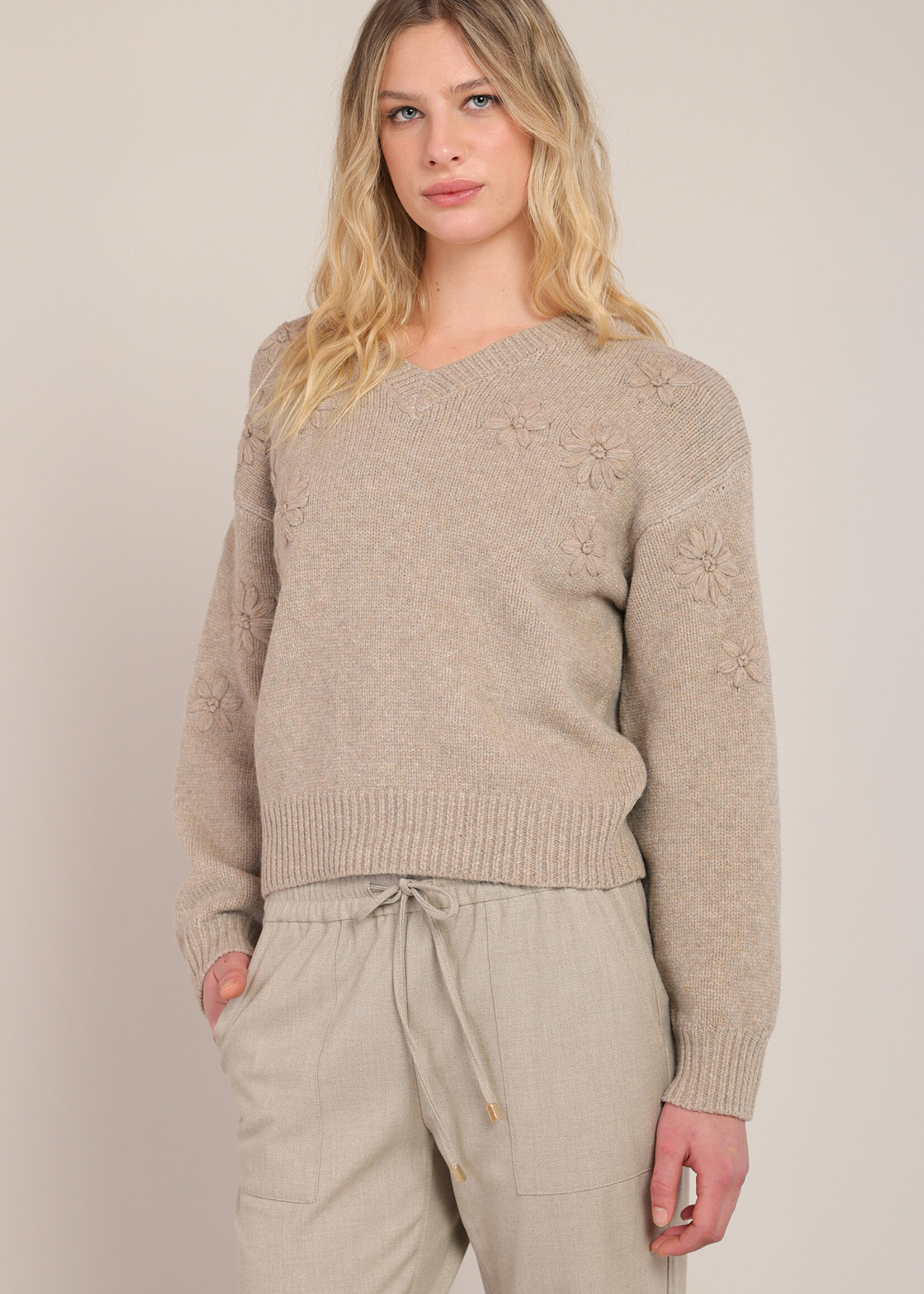 Room 34 Flora Tonal Embroidered Sweater