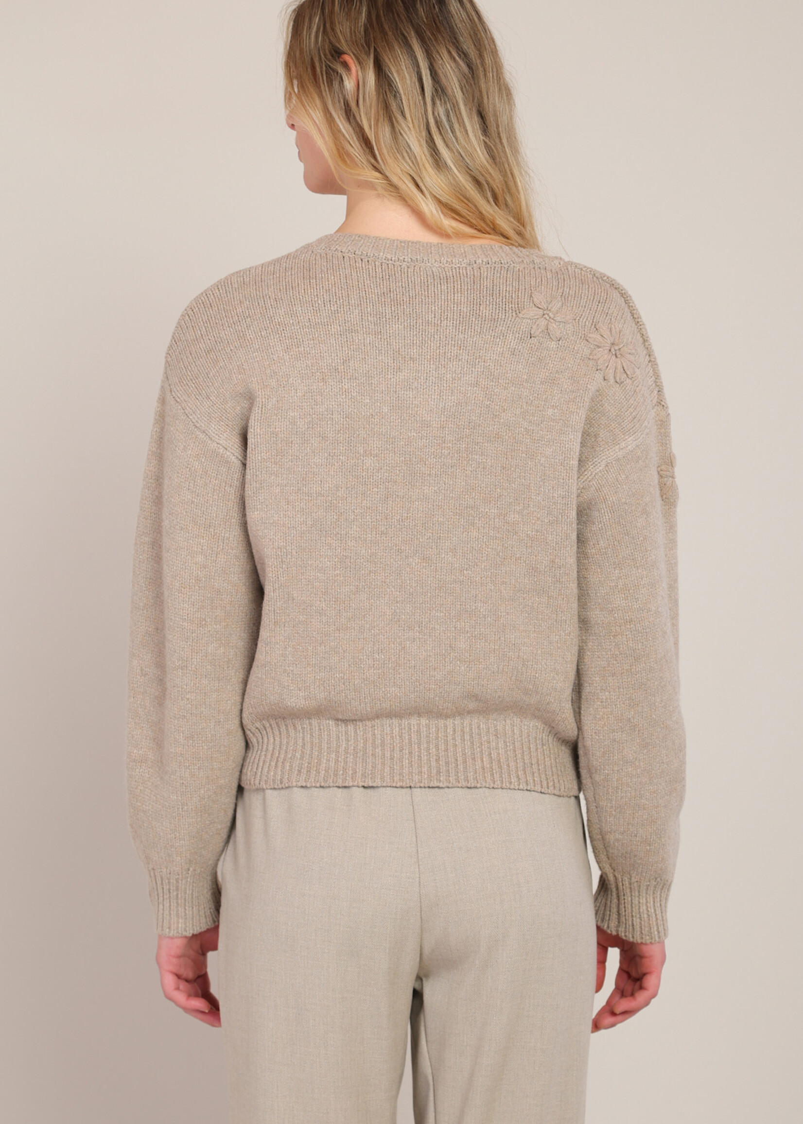 Room 34 Flora Tonal Embroidered Sweater