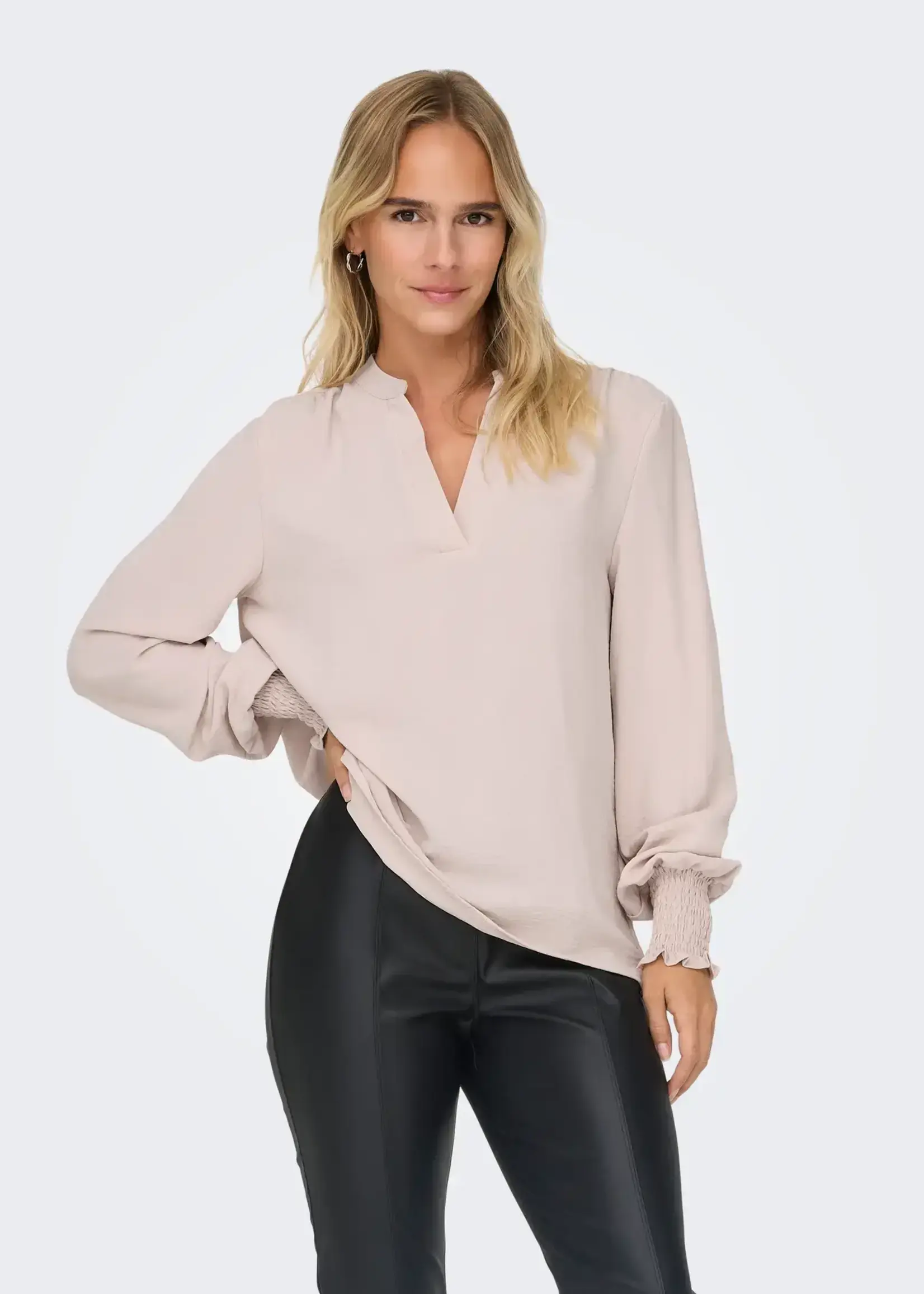 Only Mette V-Neck Smock Sleeve Blouse