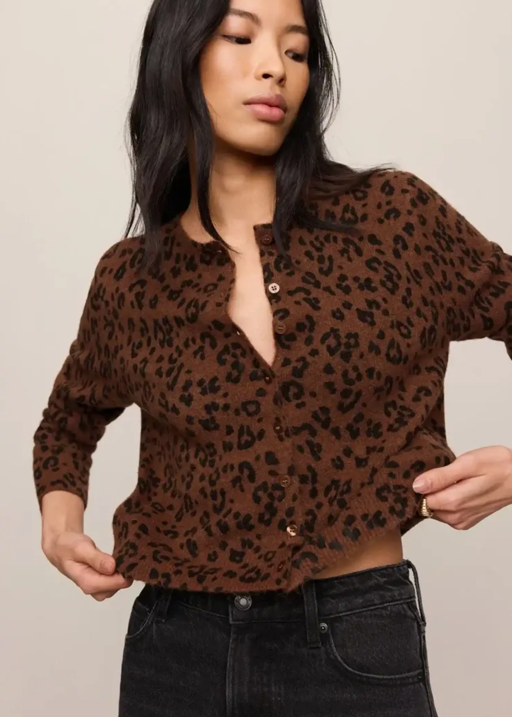 ZSupply Burnt Umber Leopard Print Button Cardigan