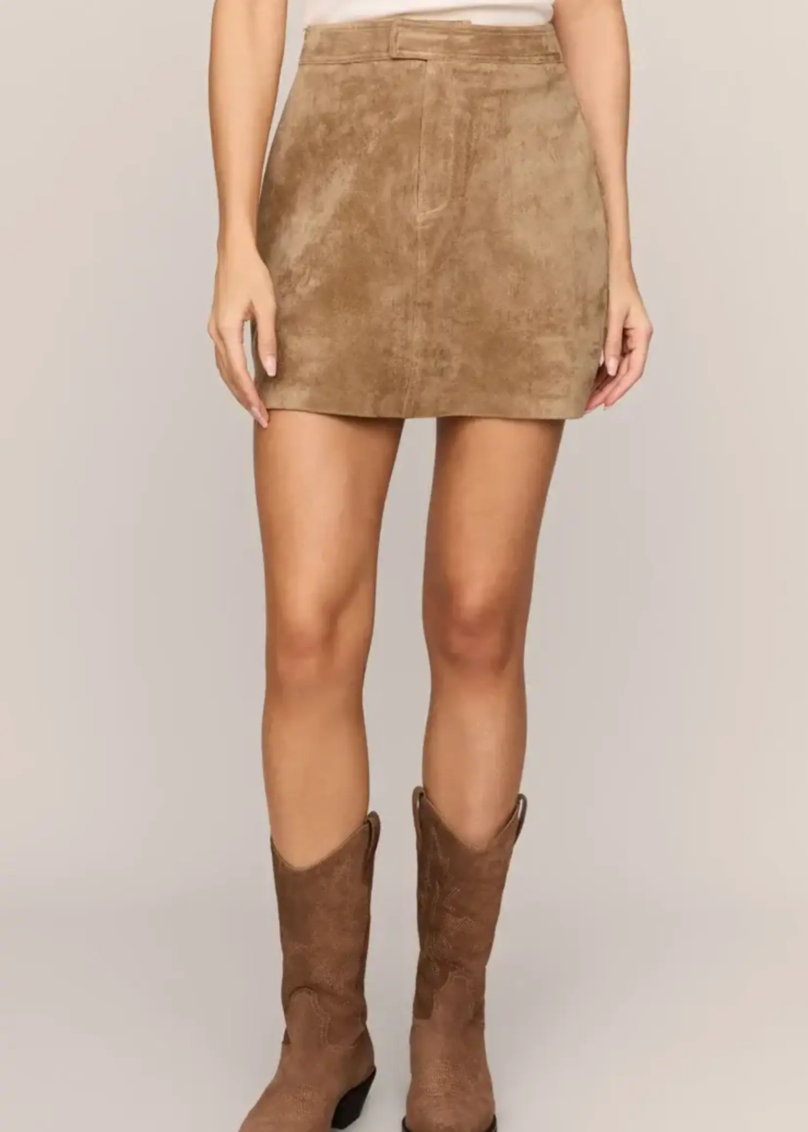 ZSupply Chic Perri Light Sand Suede Mini Skirt