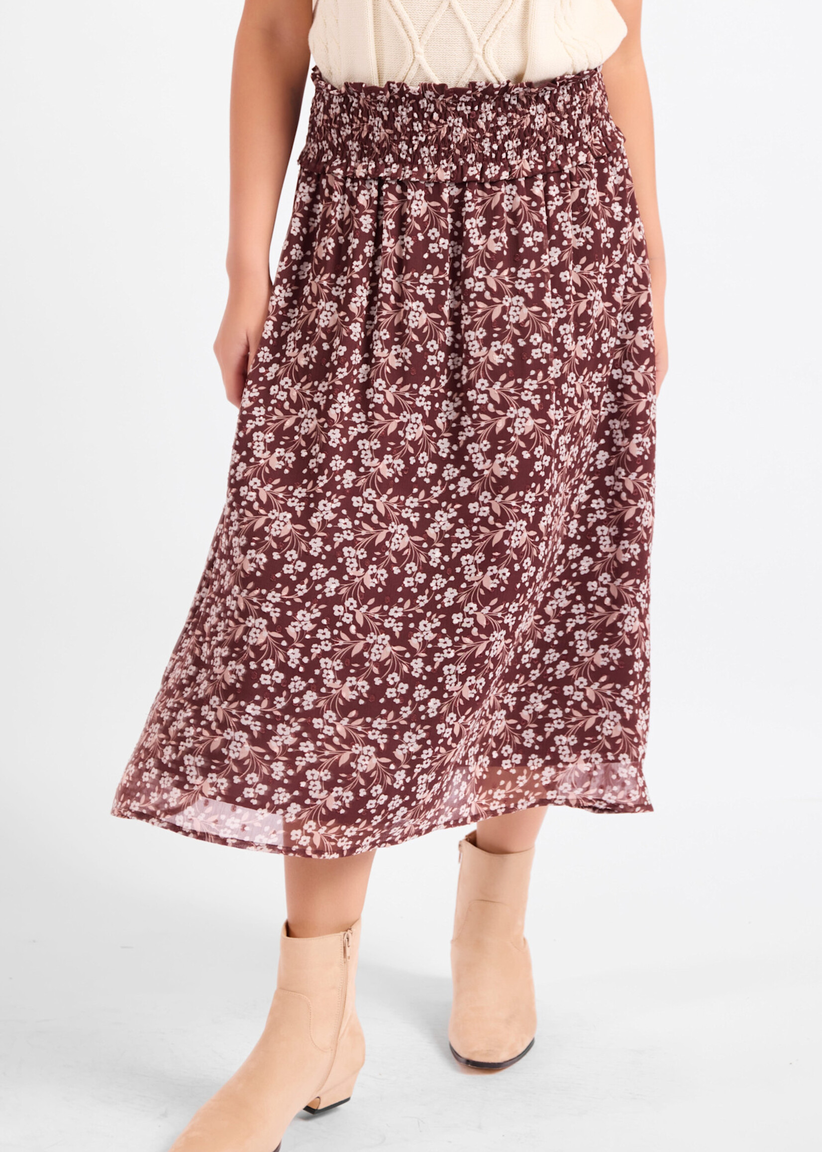 Sadie & Sage Oak Lane Shirred Midi Skirt