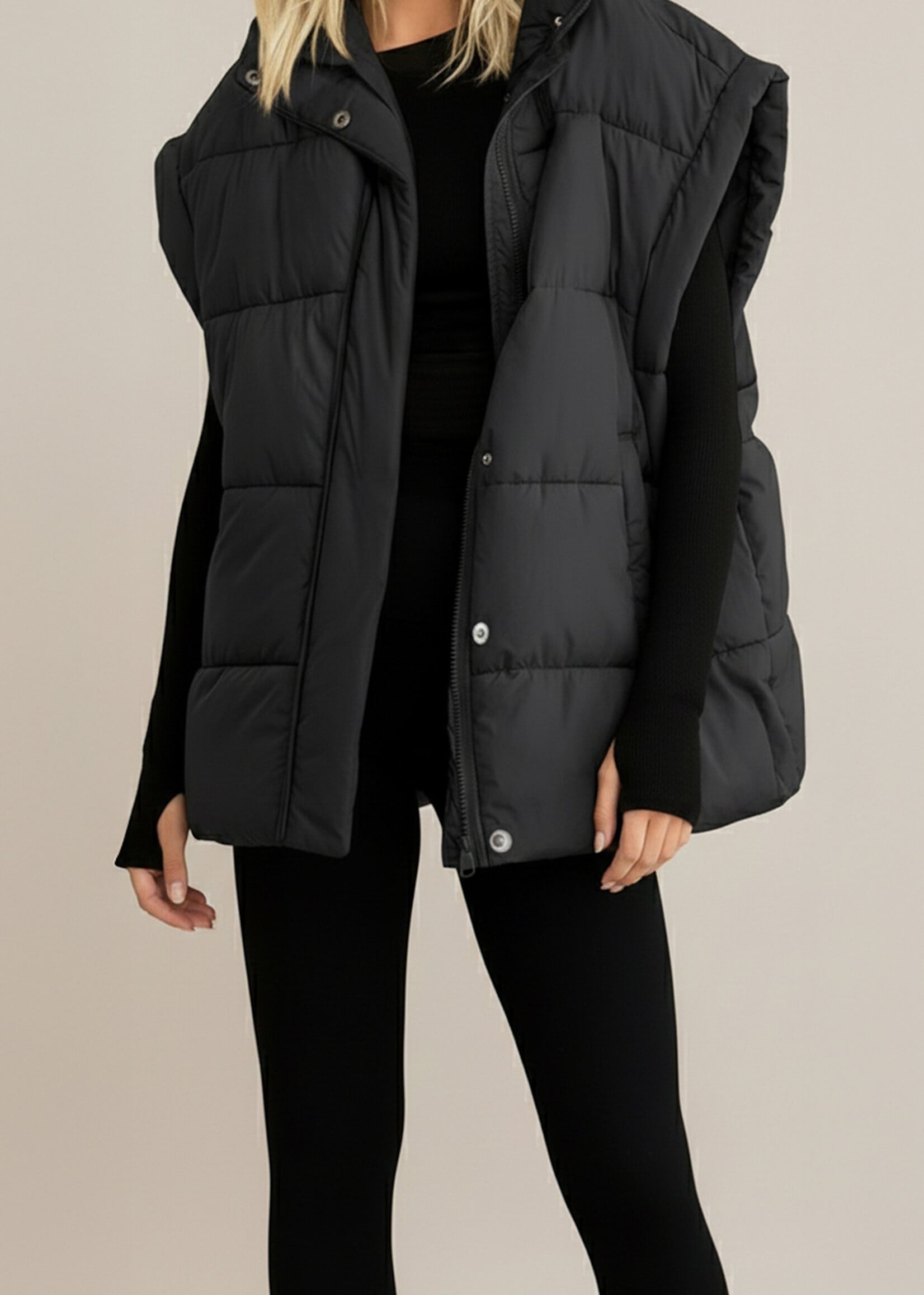 Black Tape Quilted Boxy Vest