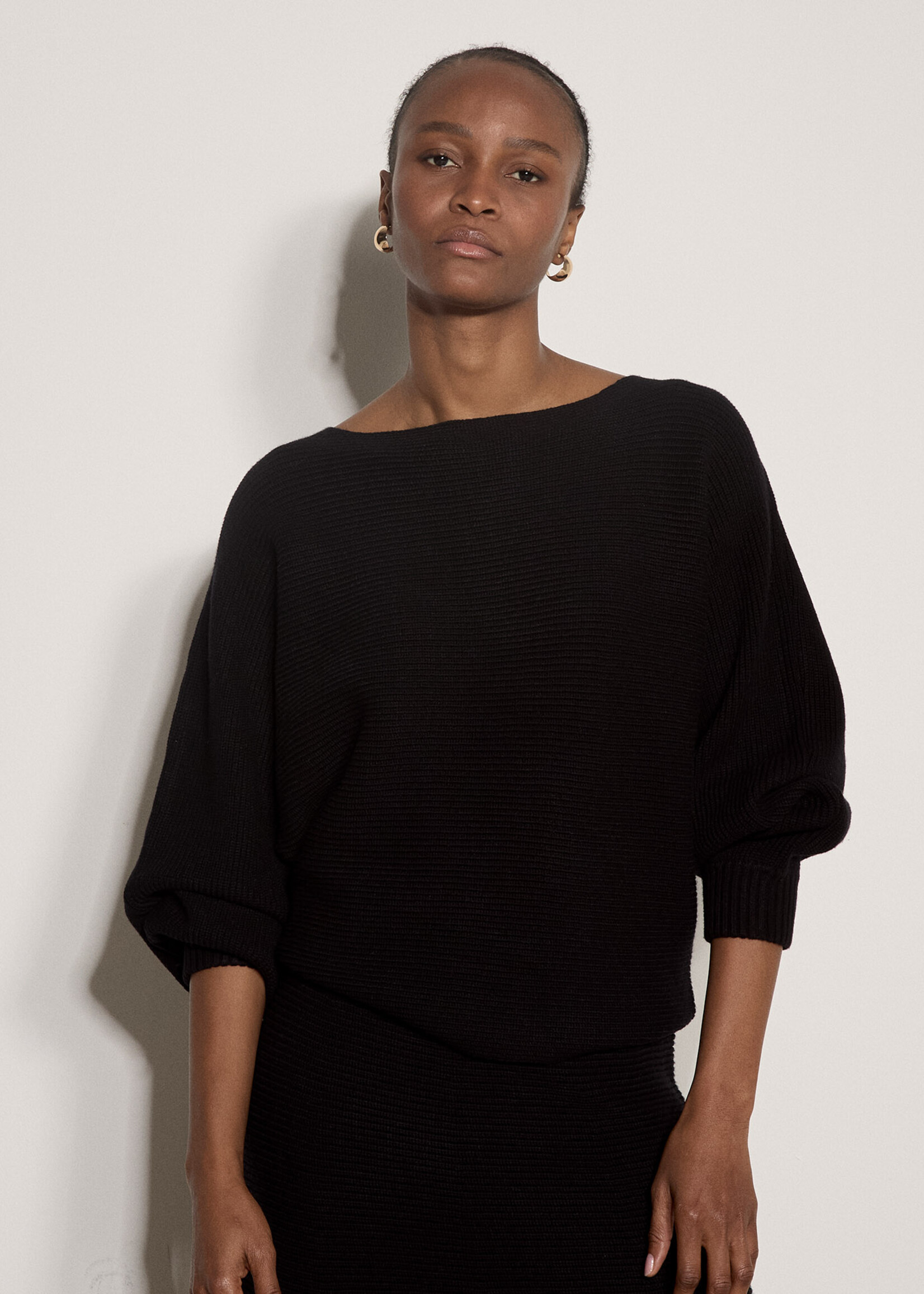Apricot Ribbed Batwing Jumper