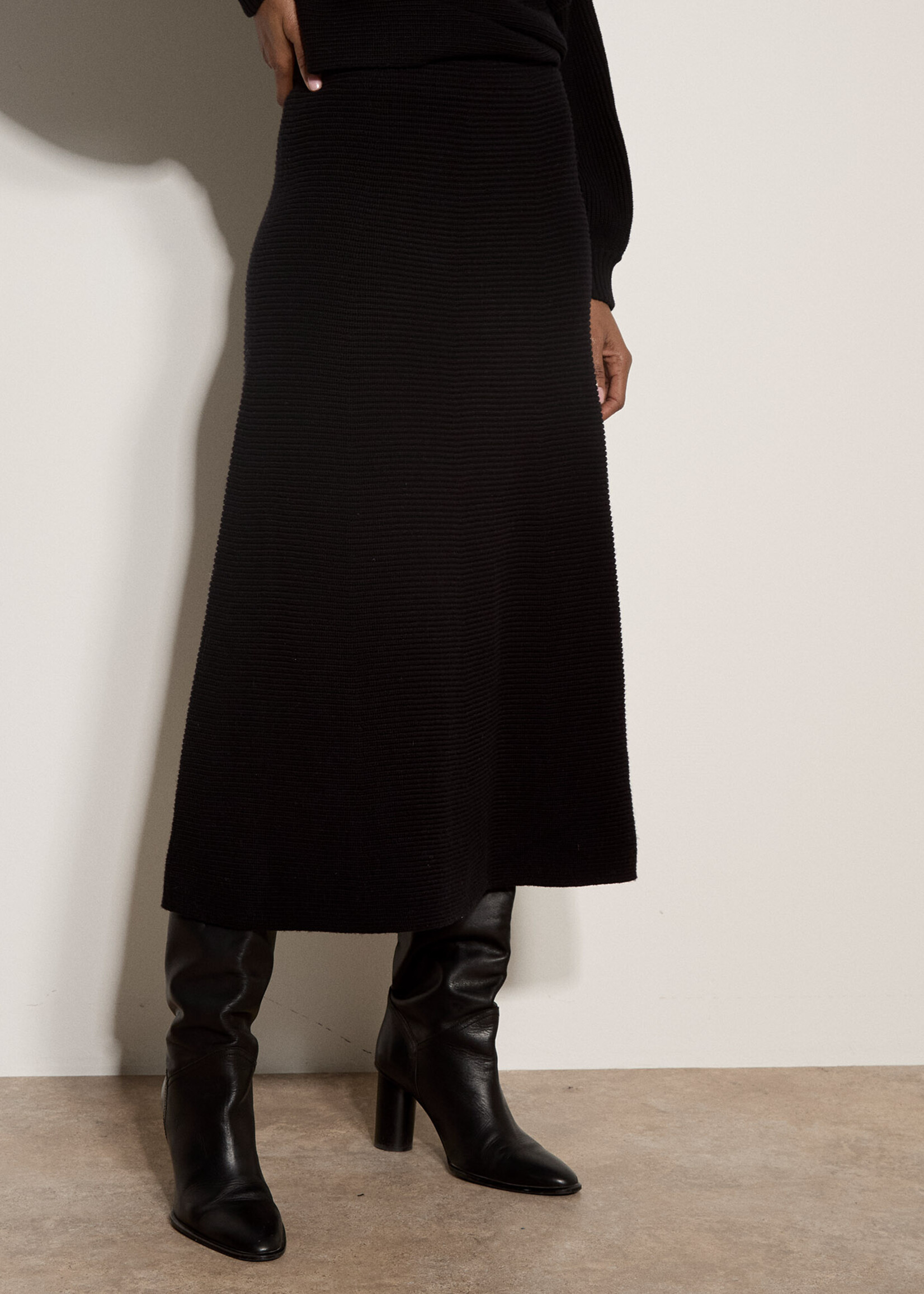 Apricot Ribbed Fluted Skirt
