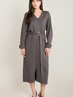 Black Tape Belted Sweater Dress