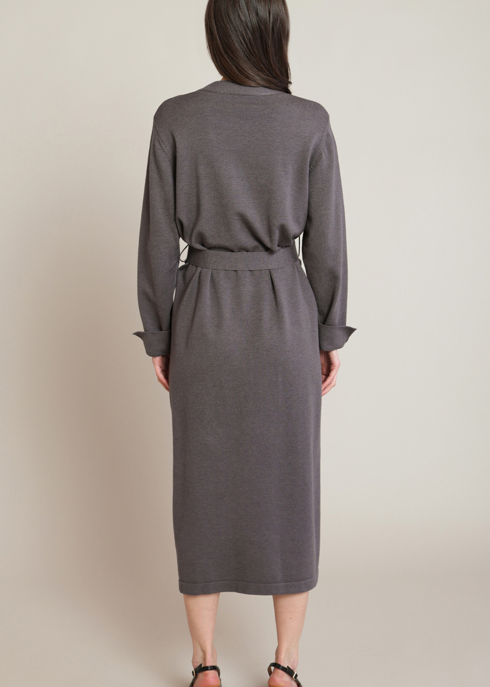 Black Tape Belted Sweater Dress