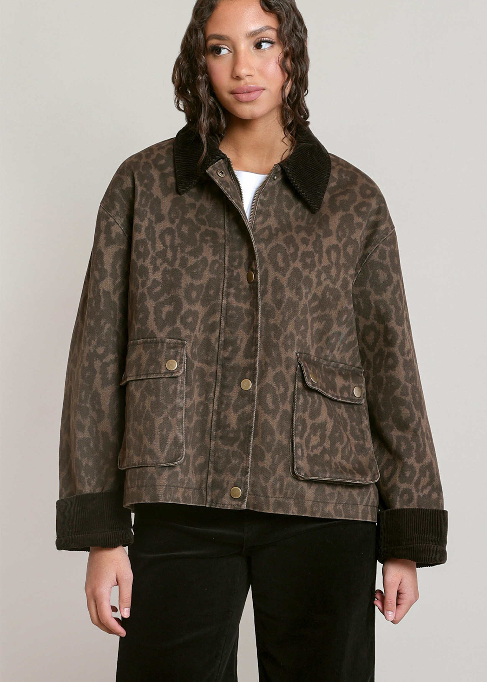 Black Tape Roxy Leopard Bomber