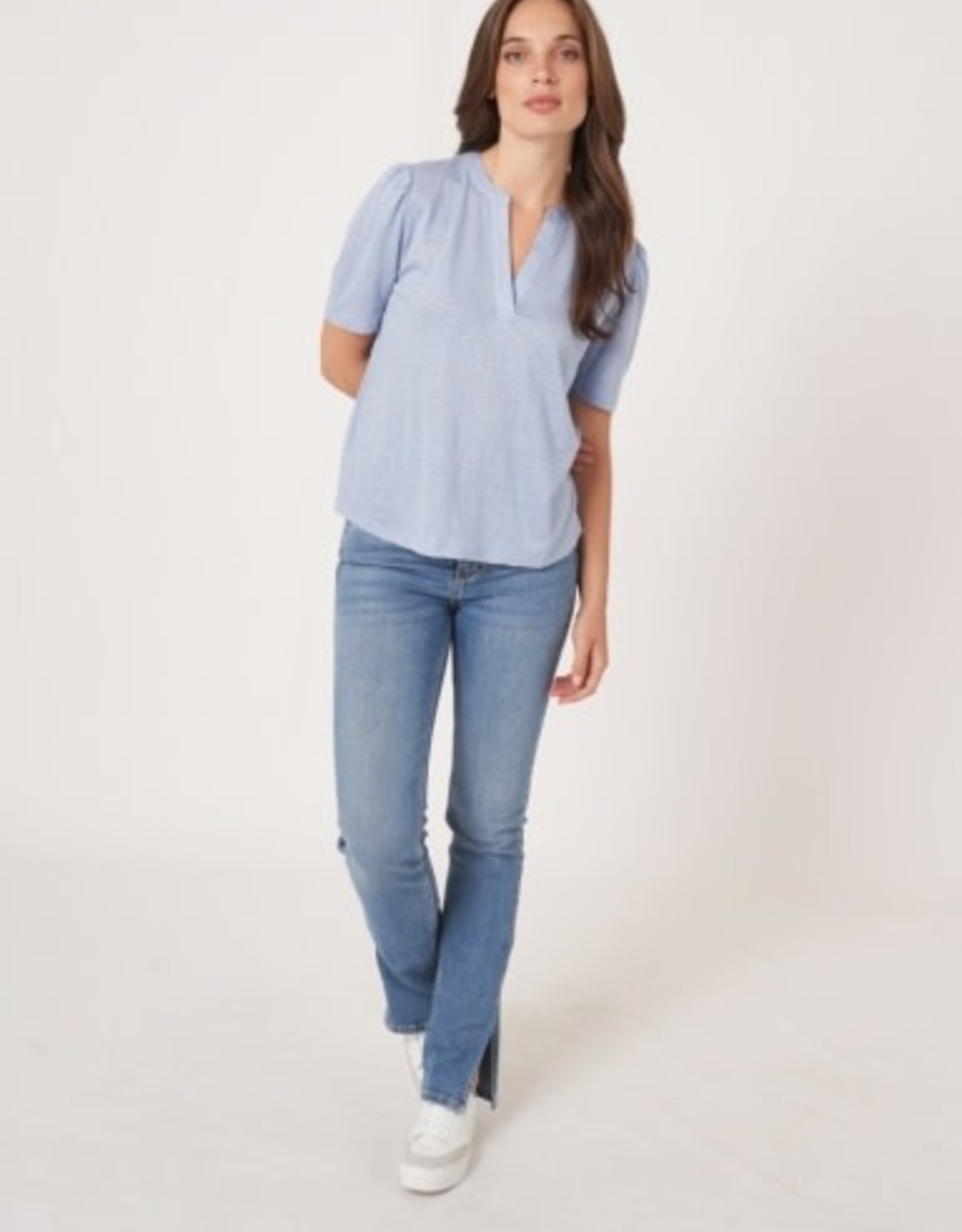 Linen Top w/ slit neck