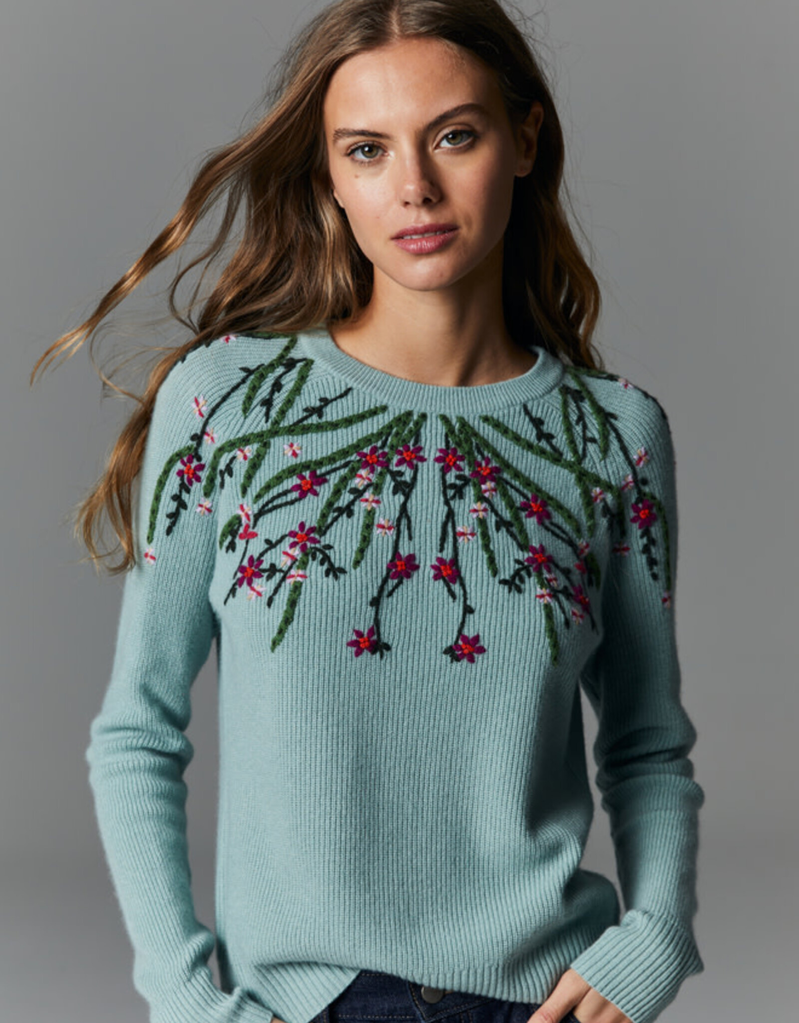 Autumn Cashmere Rose Jacquard Crew