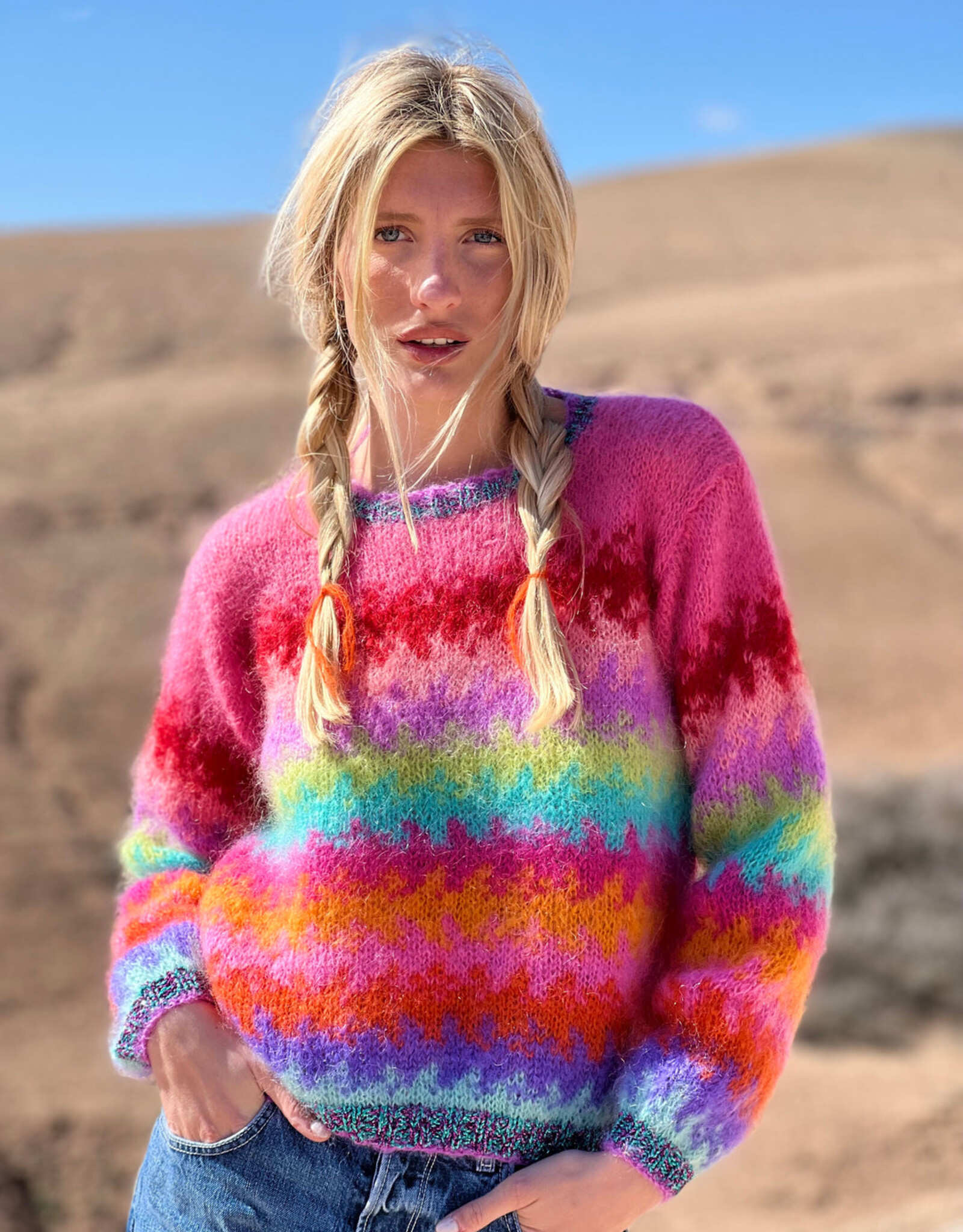 Rose Carmine Tie&Dye Sweater