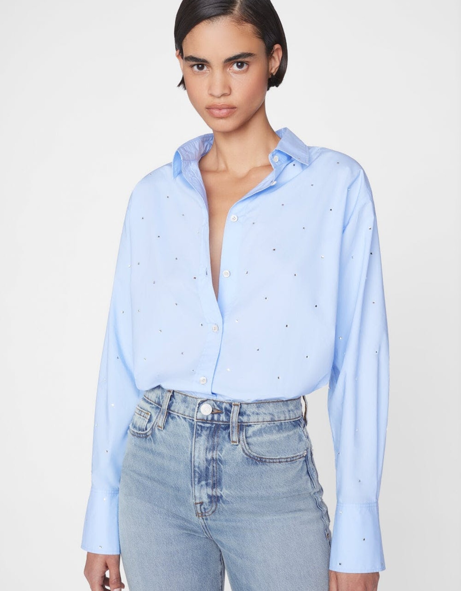 FRAME Oversized Rhinestone Shirt