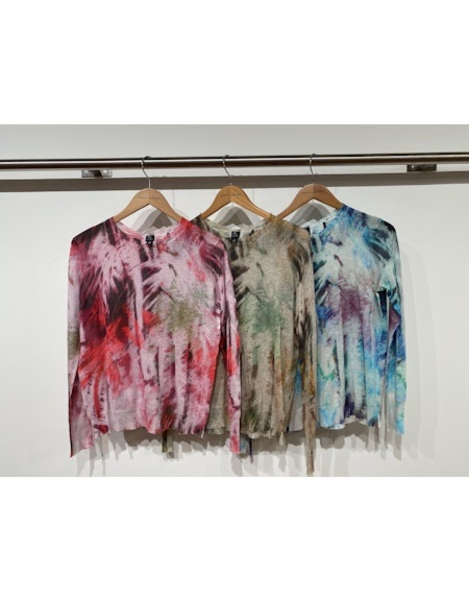 Autumn Cashmere Distressed Crew w/ abstract palm print