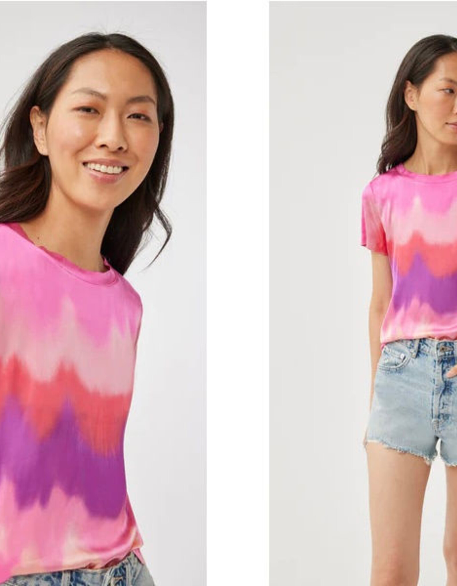 Leo & Ugo S/S TieDye Stretch Satin Top TEE996