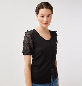 Leo & Ugo Leona Button Front Puff Sleeve Top TEV444